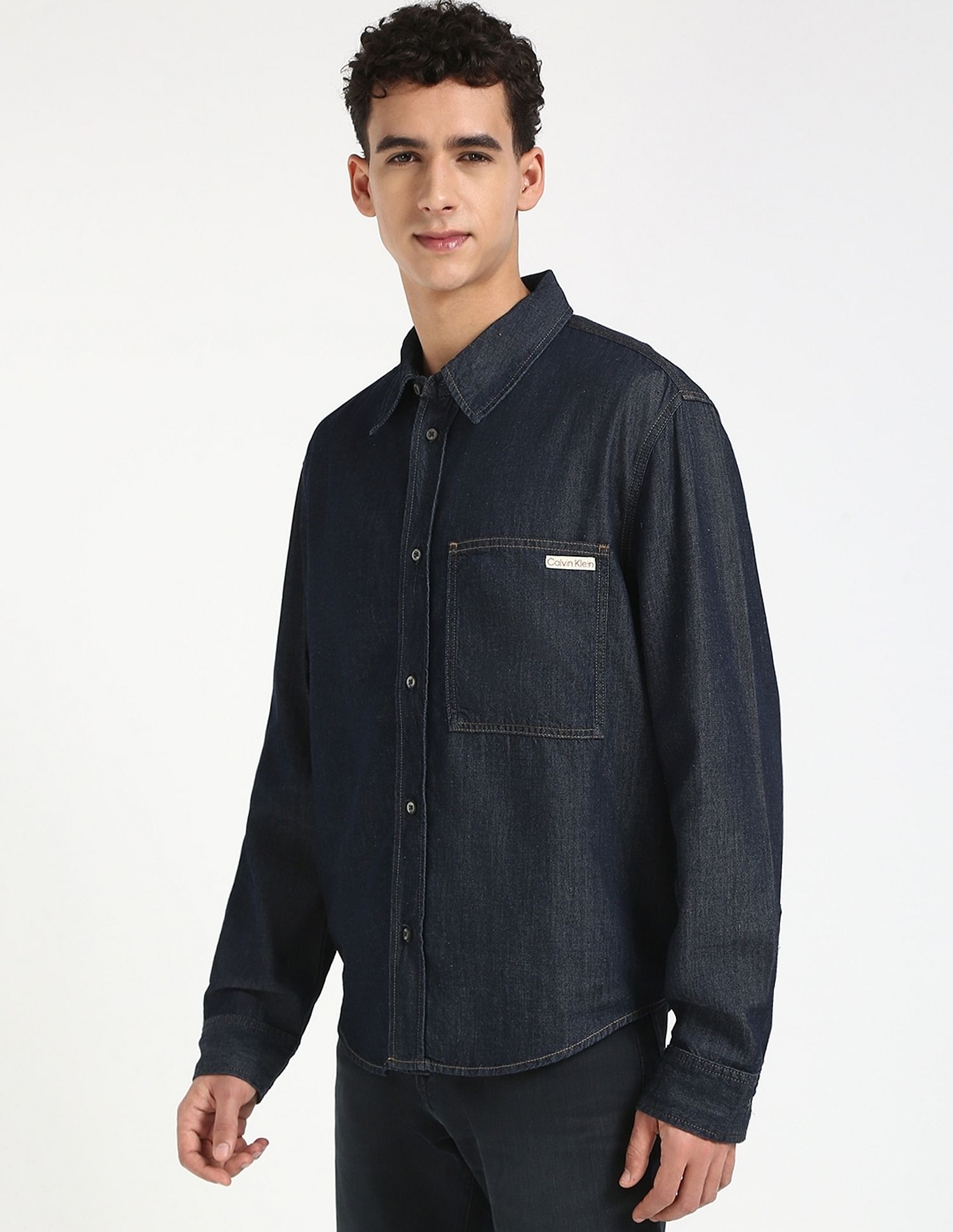 Calvin Klein Jeans Solid Regular-Fit Denim Shirt