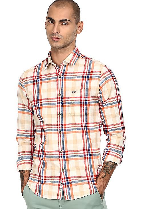U.S. Polo Assn. Denim Co. Spread Collar Check Casual Shirt