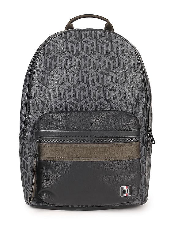 Buy Tommy Hilfiger Men Black Monogram Embossed Laptop Backpack - NNNOW.com