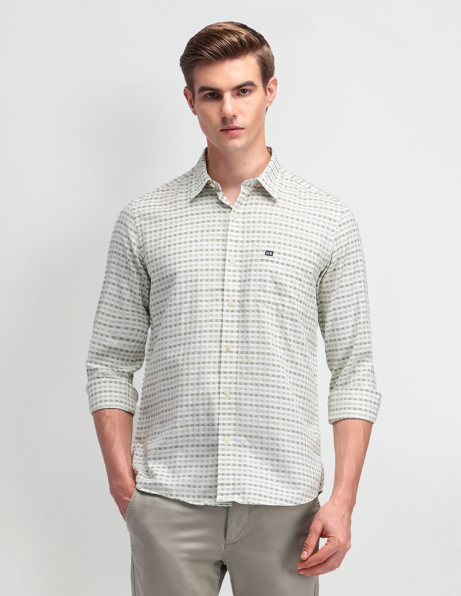 Arrow Sport Manhattan Slim Fit Micro Checked Shirt