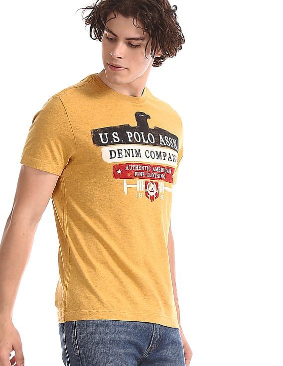 U.S. Polo Assn. Denim Co. Yellow Brand Print Cotton T-Shirt