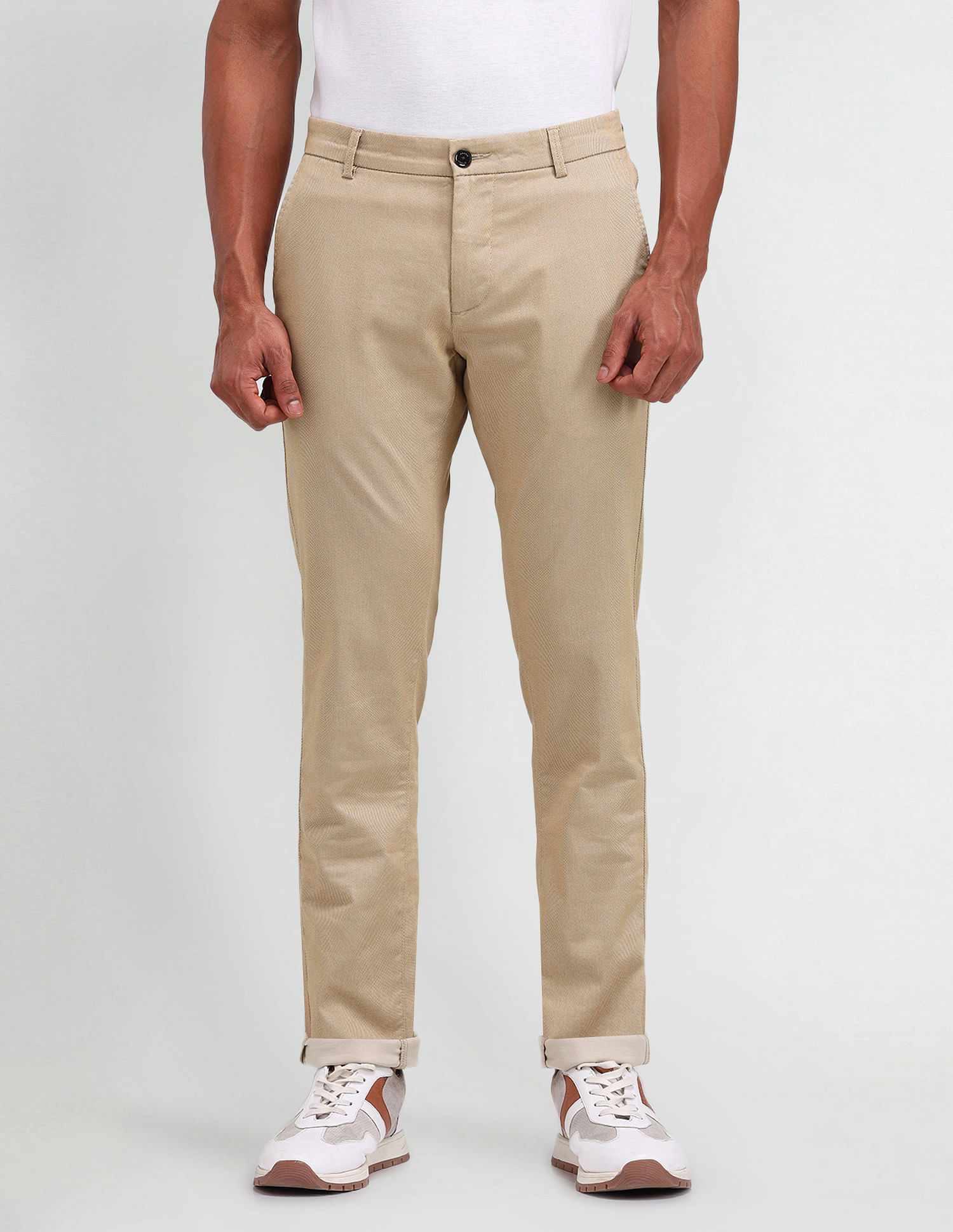 Arrow Sport Slim Fit Textured Trousers