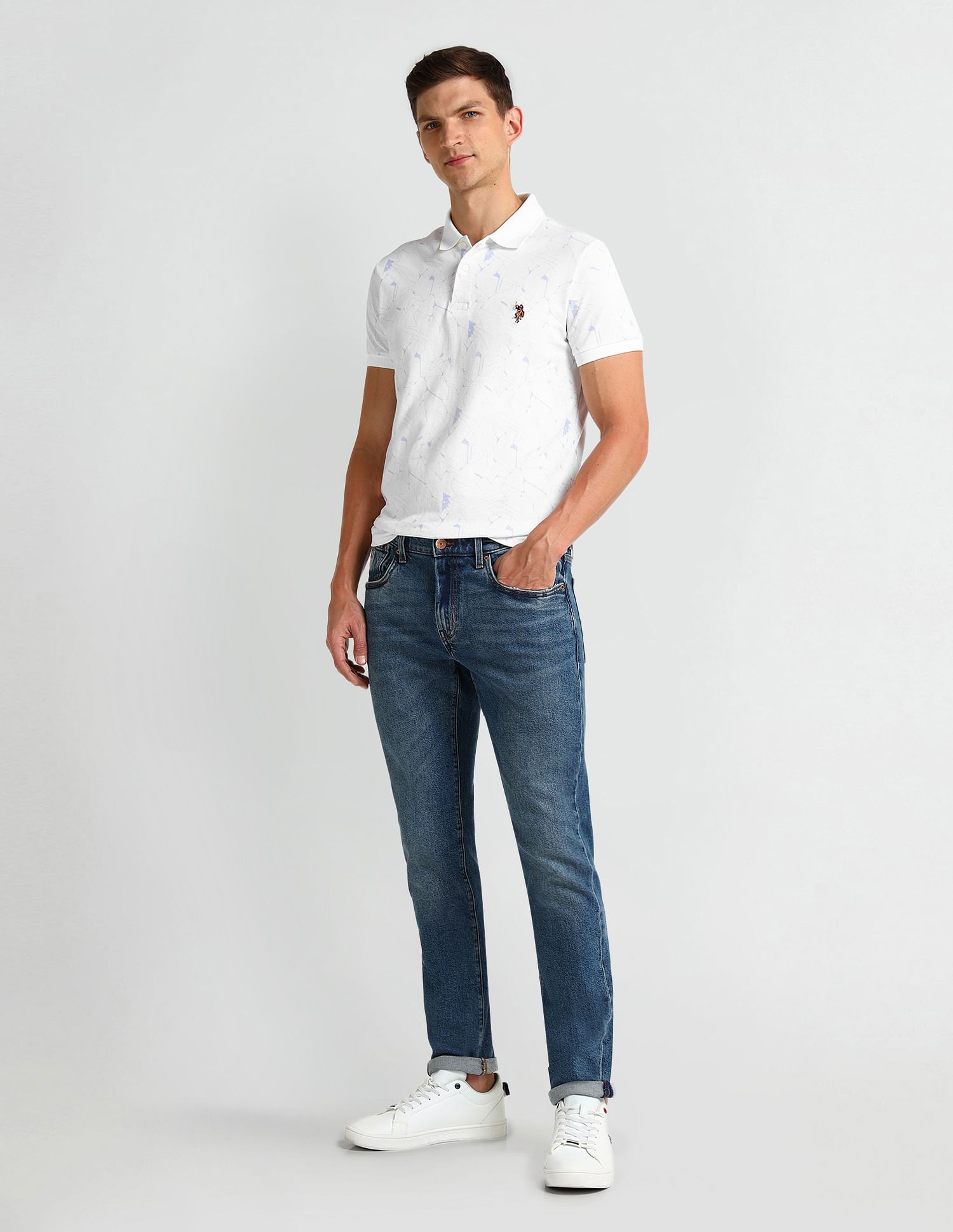 U.S. Polo Assn. Denim Co. Muscle Fit Abstract Polo Shirt