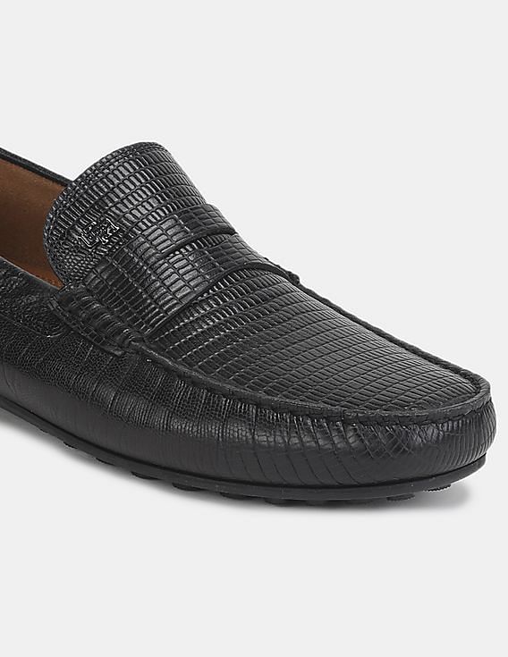 U.S. Polo Assn. Men Black Penny Strap Textured Zade Loafers