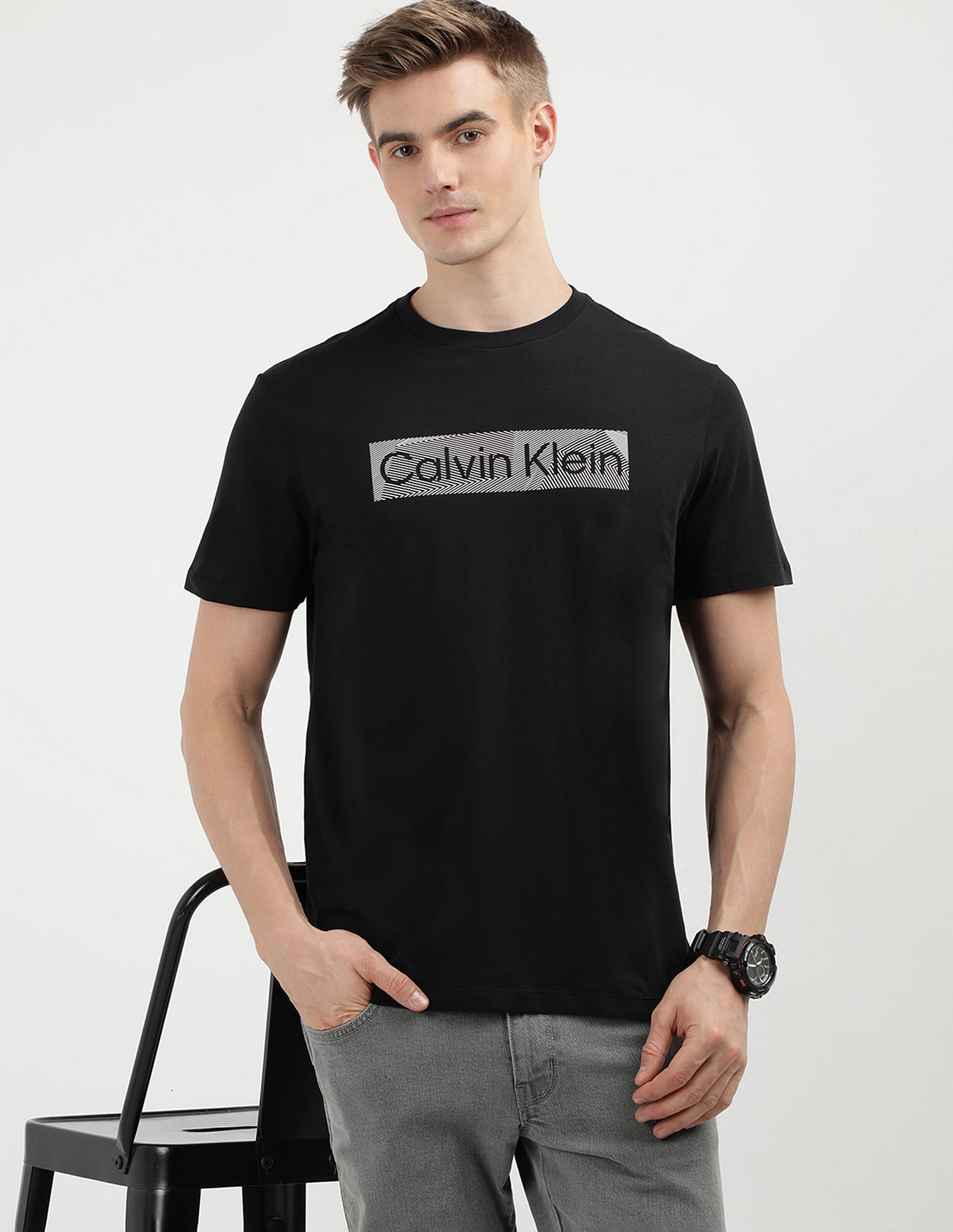 Calvin Klein Knockout Logo Graphic Print T-Shirt