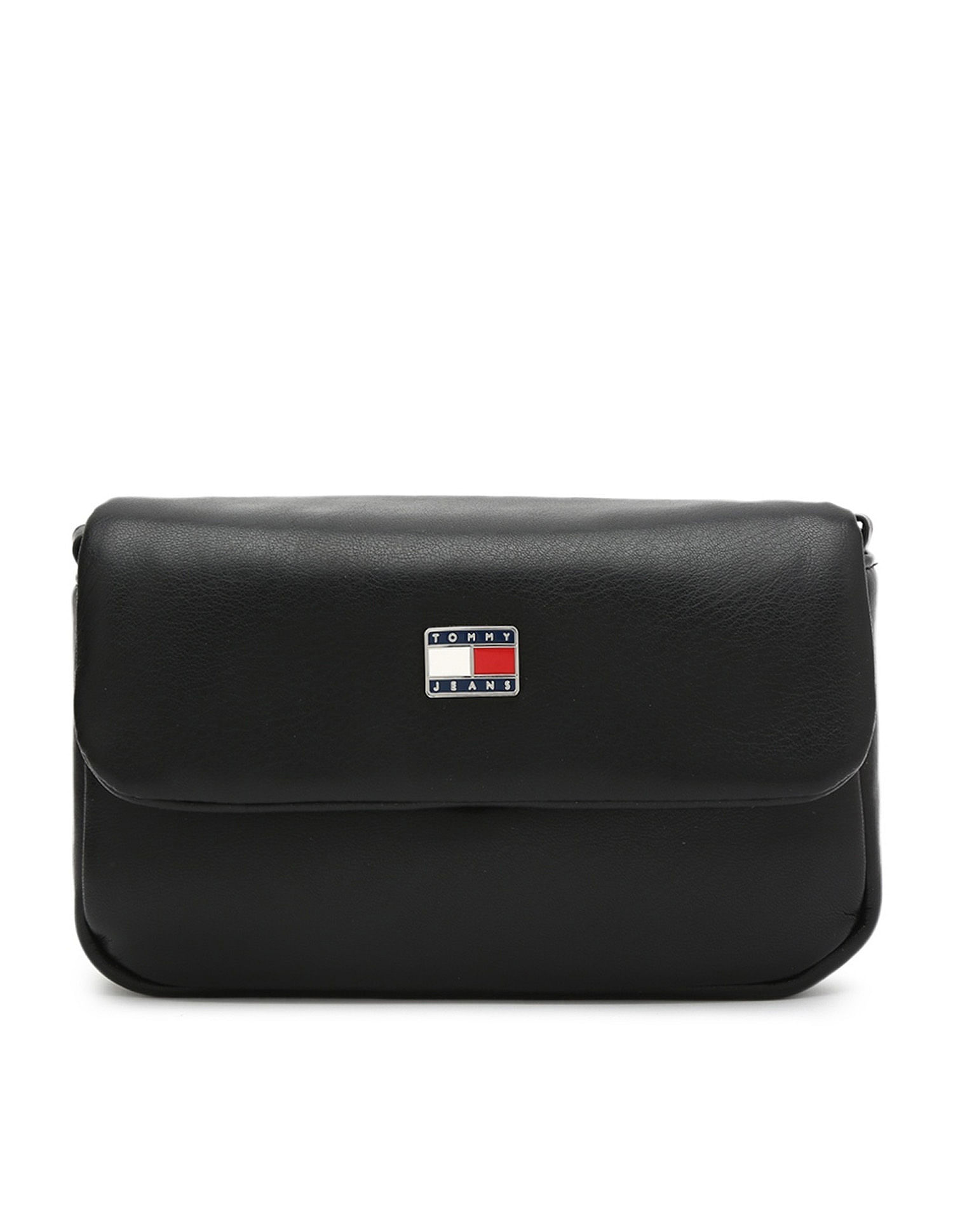 Tommy Hilfiger Solid Black Pu Sling Bag