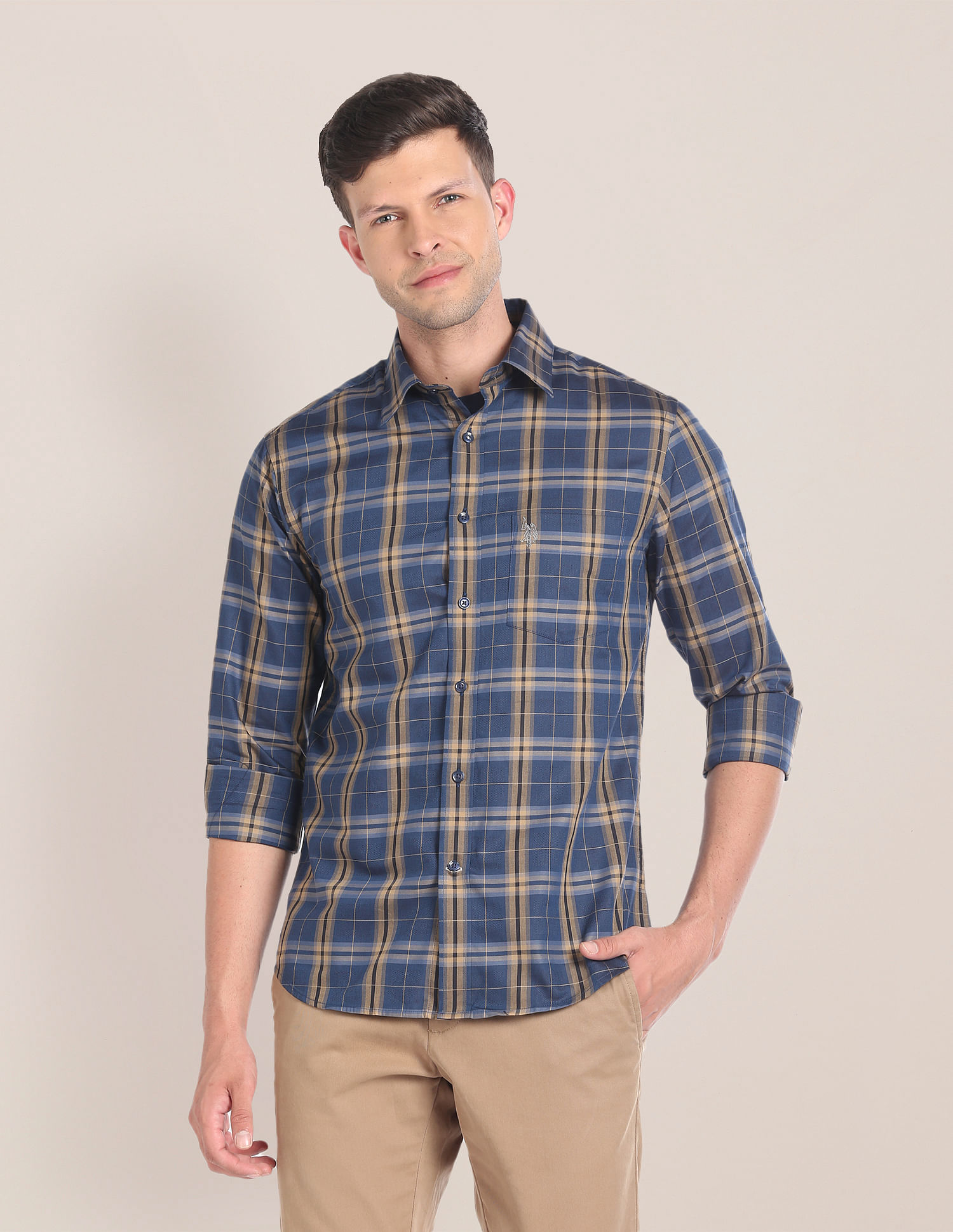 U.S. Polo Assn. Cutaway Collar Plaid Check Shirt