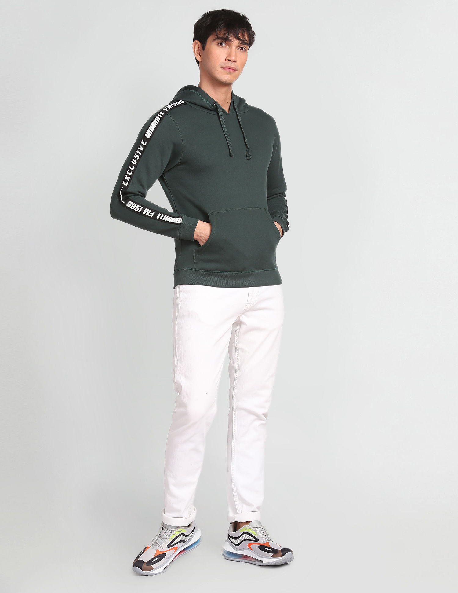 Flying Machine Solid Cotton Sweatshirt