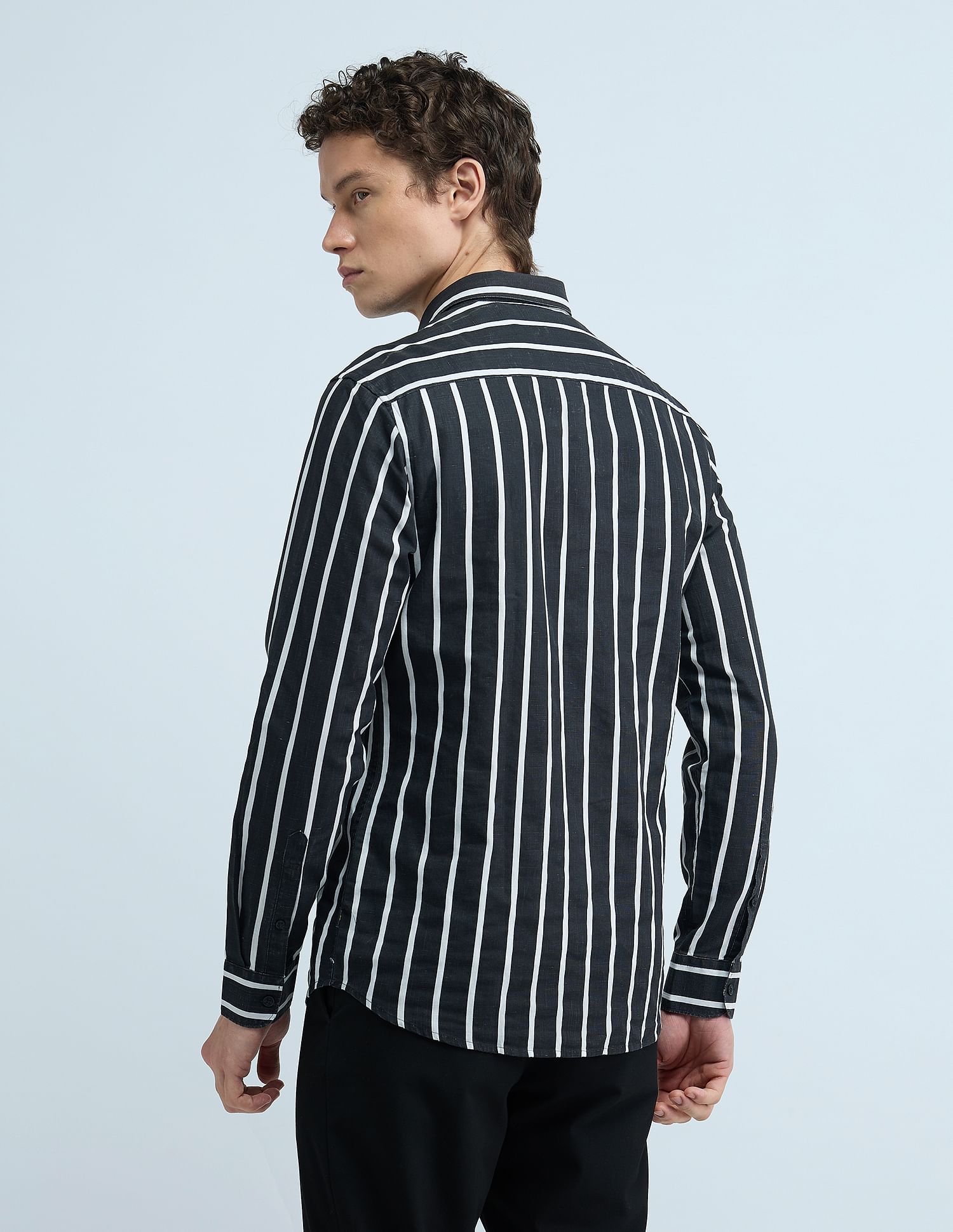 Flying Machine Vertical Stripe Slim Fit Shirt