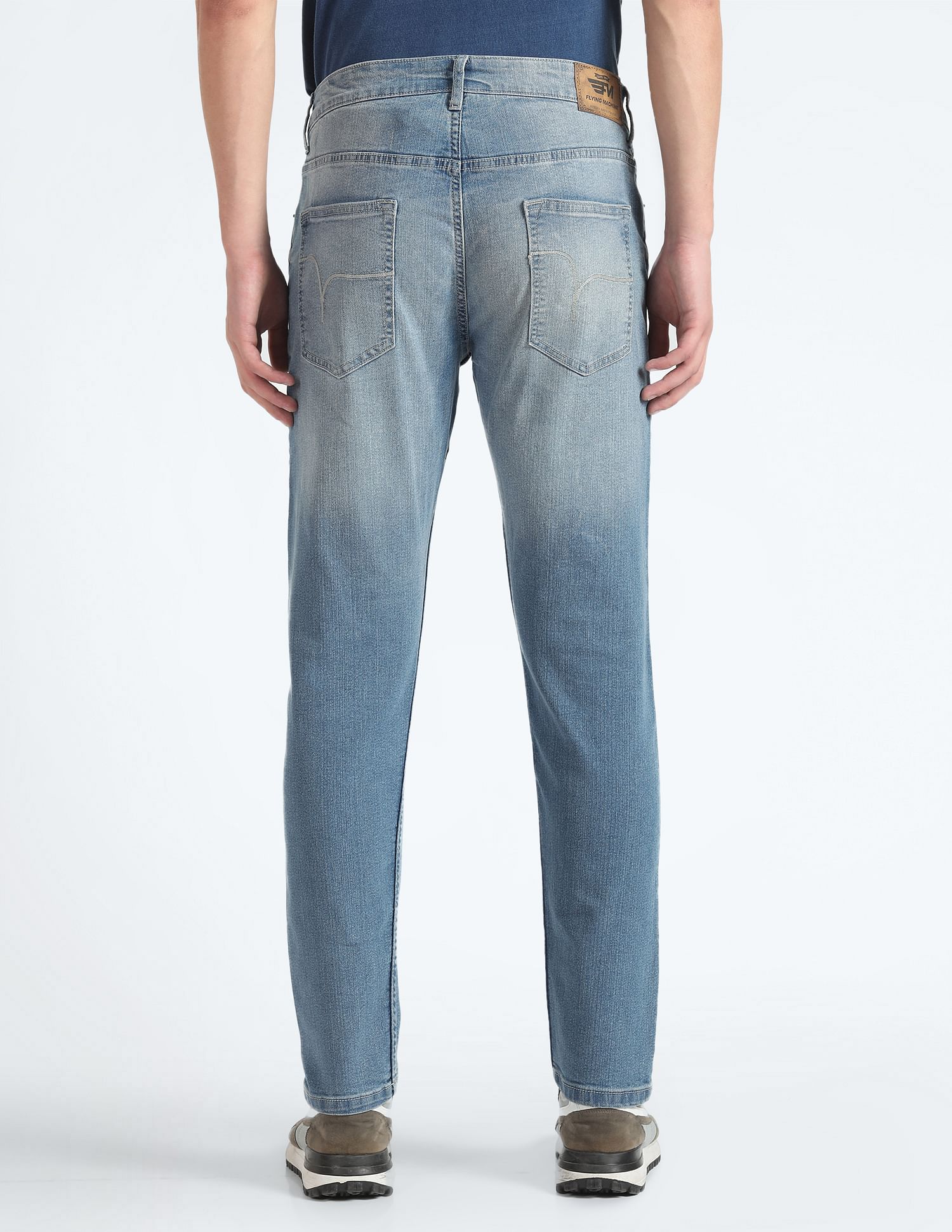 Flying Machine Stone Wash Slash Slim Tapered Fit Jeans