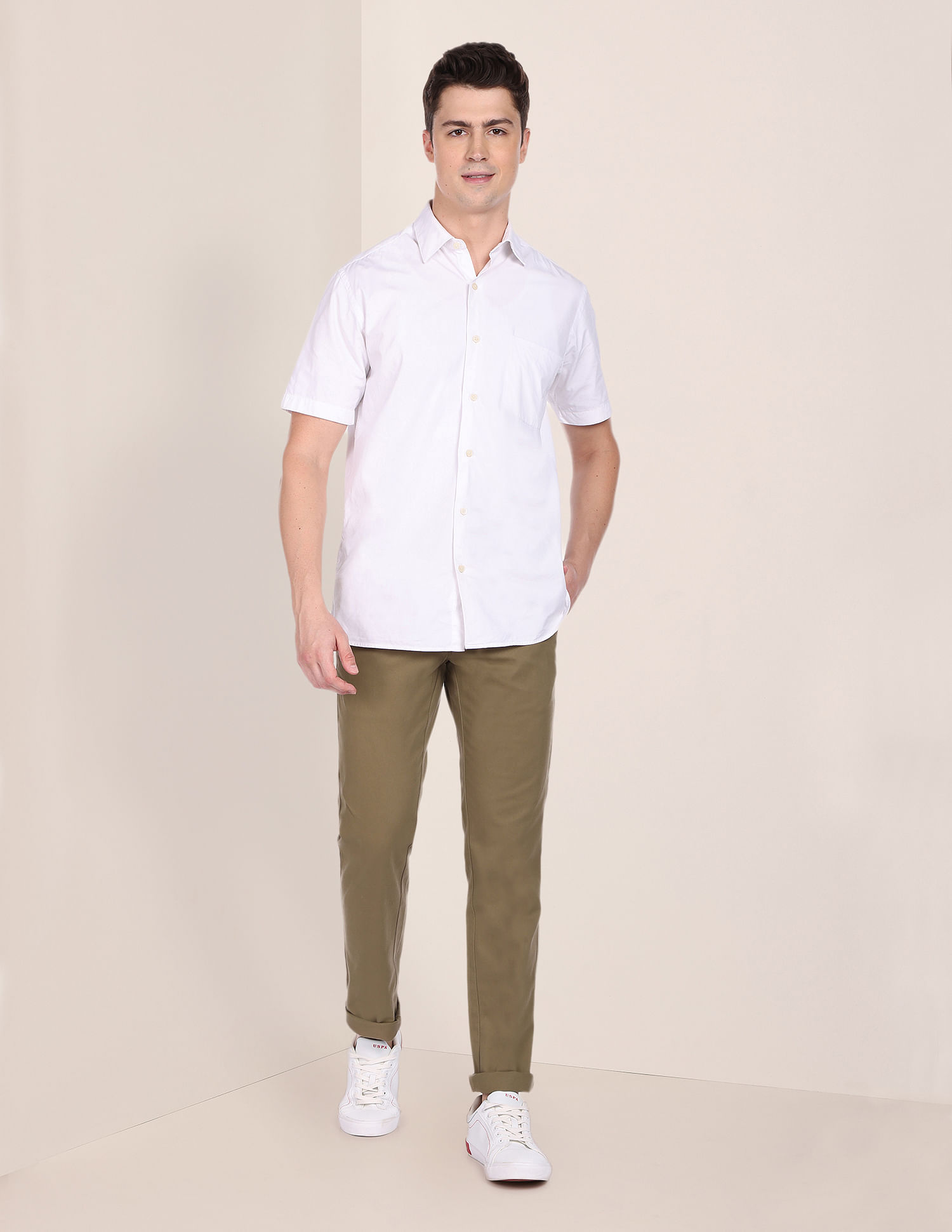 U.S. Polo Assn. Mid Rise Solid Denver Trousers
