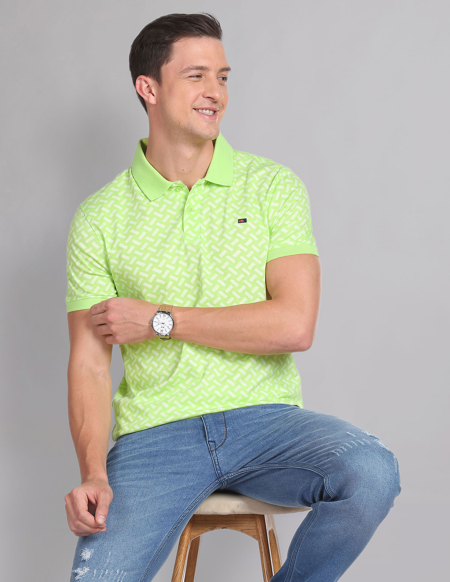 AD by Arvind Cotton Slim Fit Polo Shirt