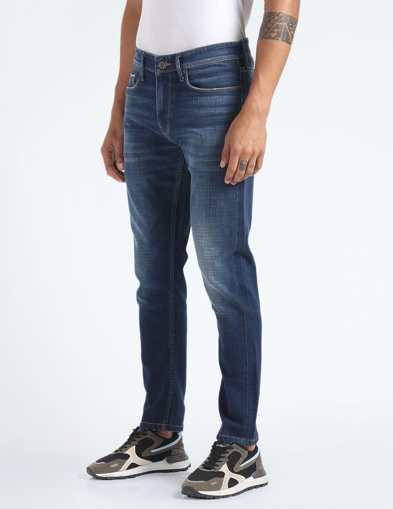 Flying Machine Slash Slim Tapered Fit Whiskered Jeans