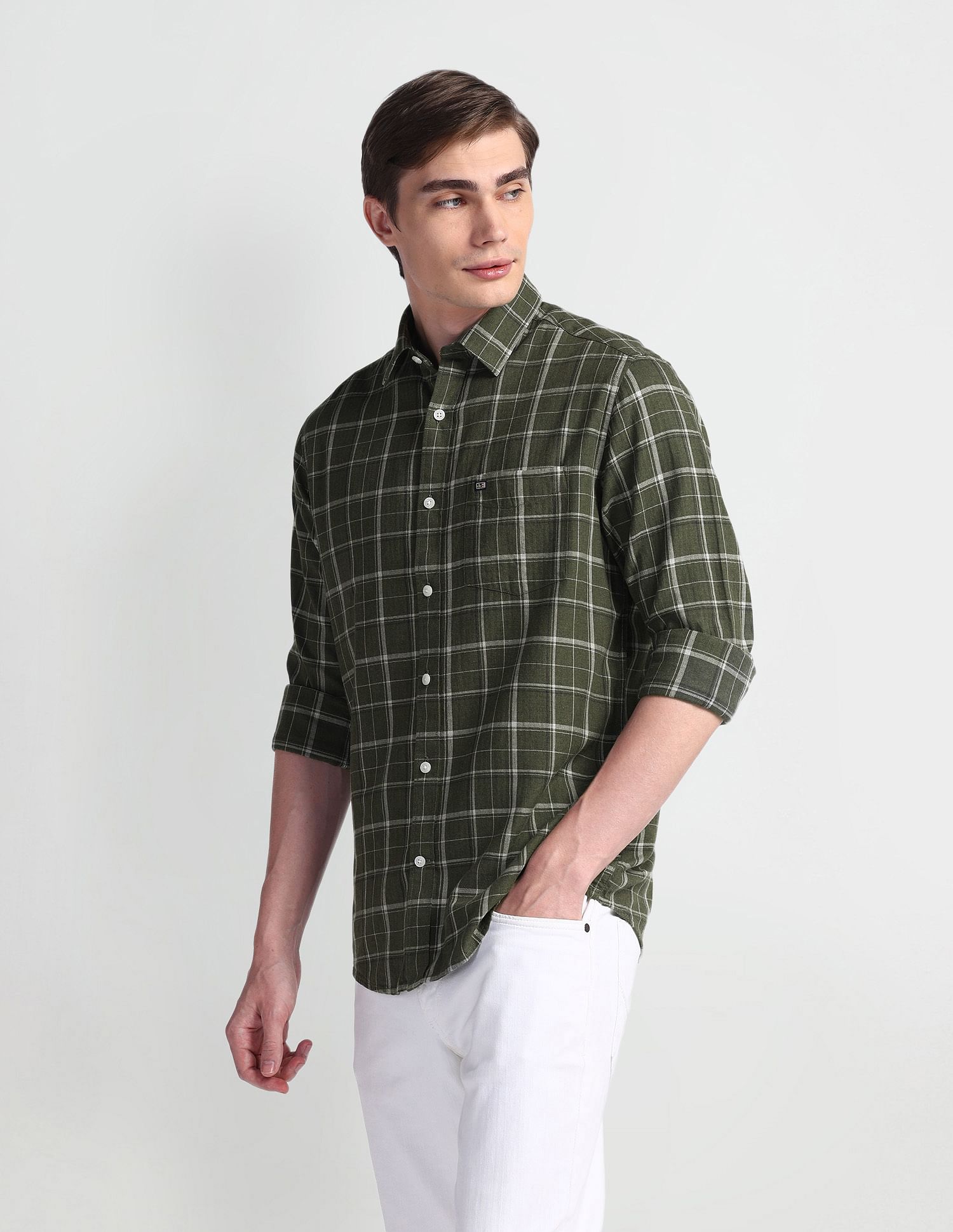 Arrow Sport Tartan Check Herringbone Shirt