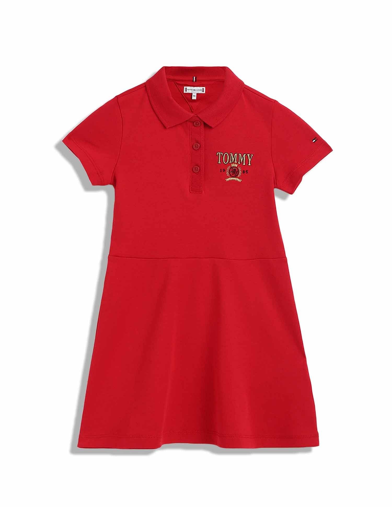 Tommy Hilfiger Kids Girls Logo Regular-Fit Cotton Dress