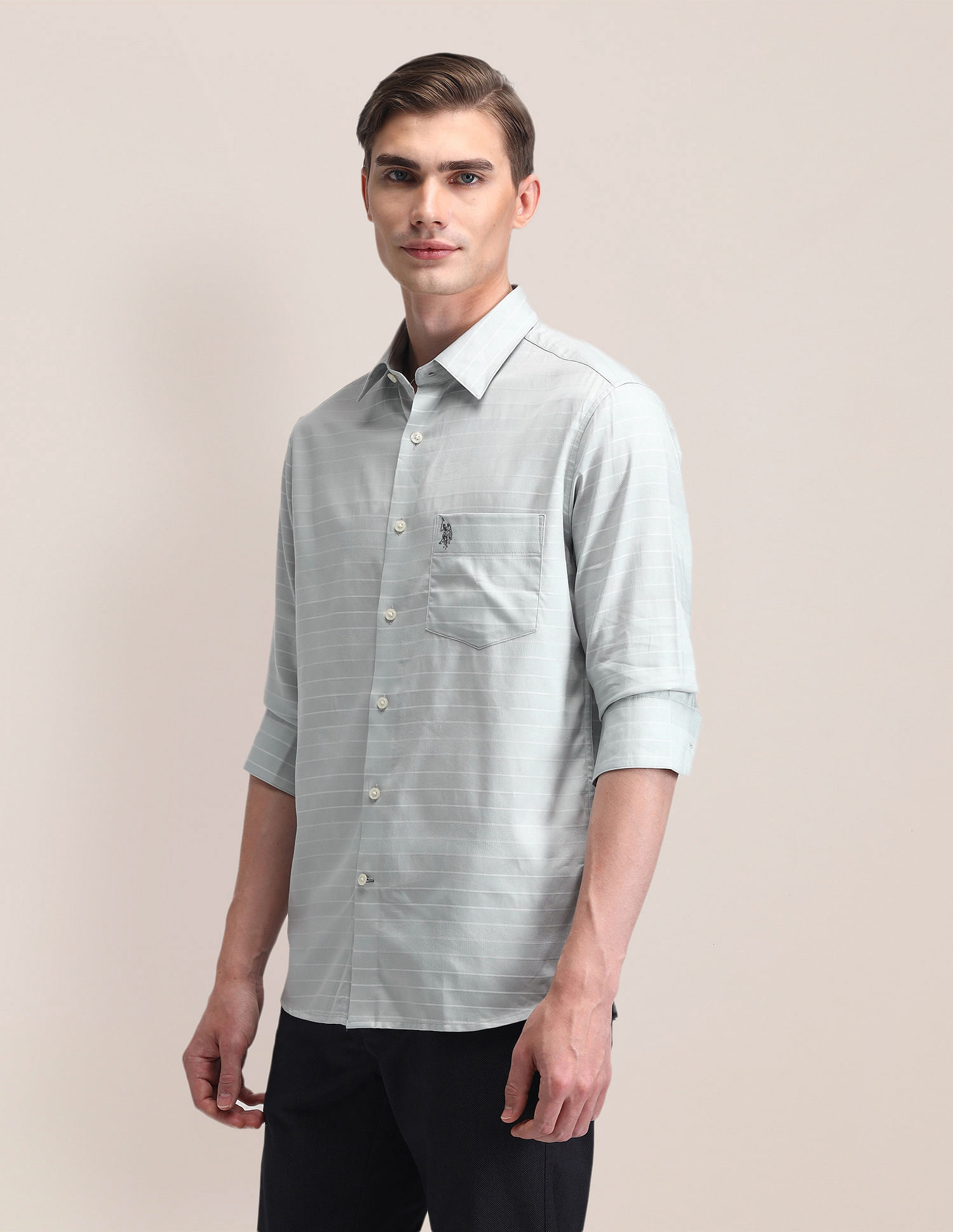 U.S. Polo Assn. Tailored Fit Cotton Striped Shirt