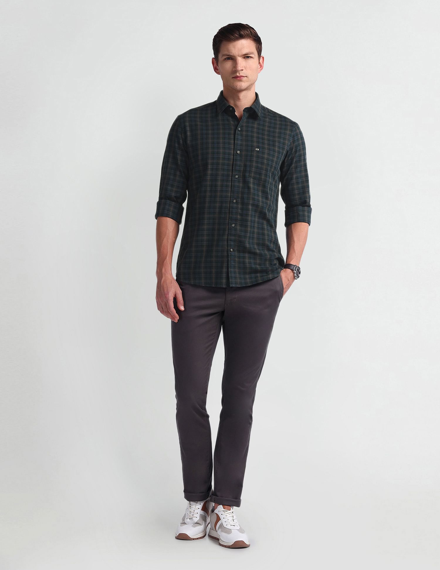 Arrow Sports Tartan Check Twill Shirt