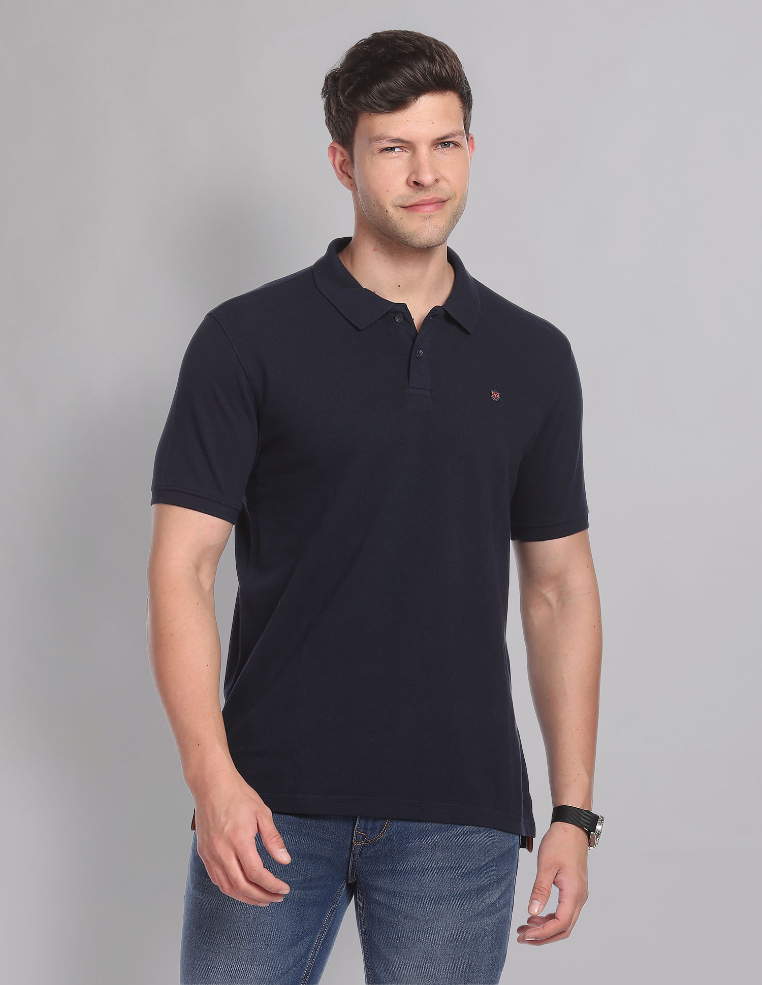 AD by Arvind Solid Polo Shirt