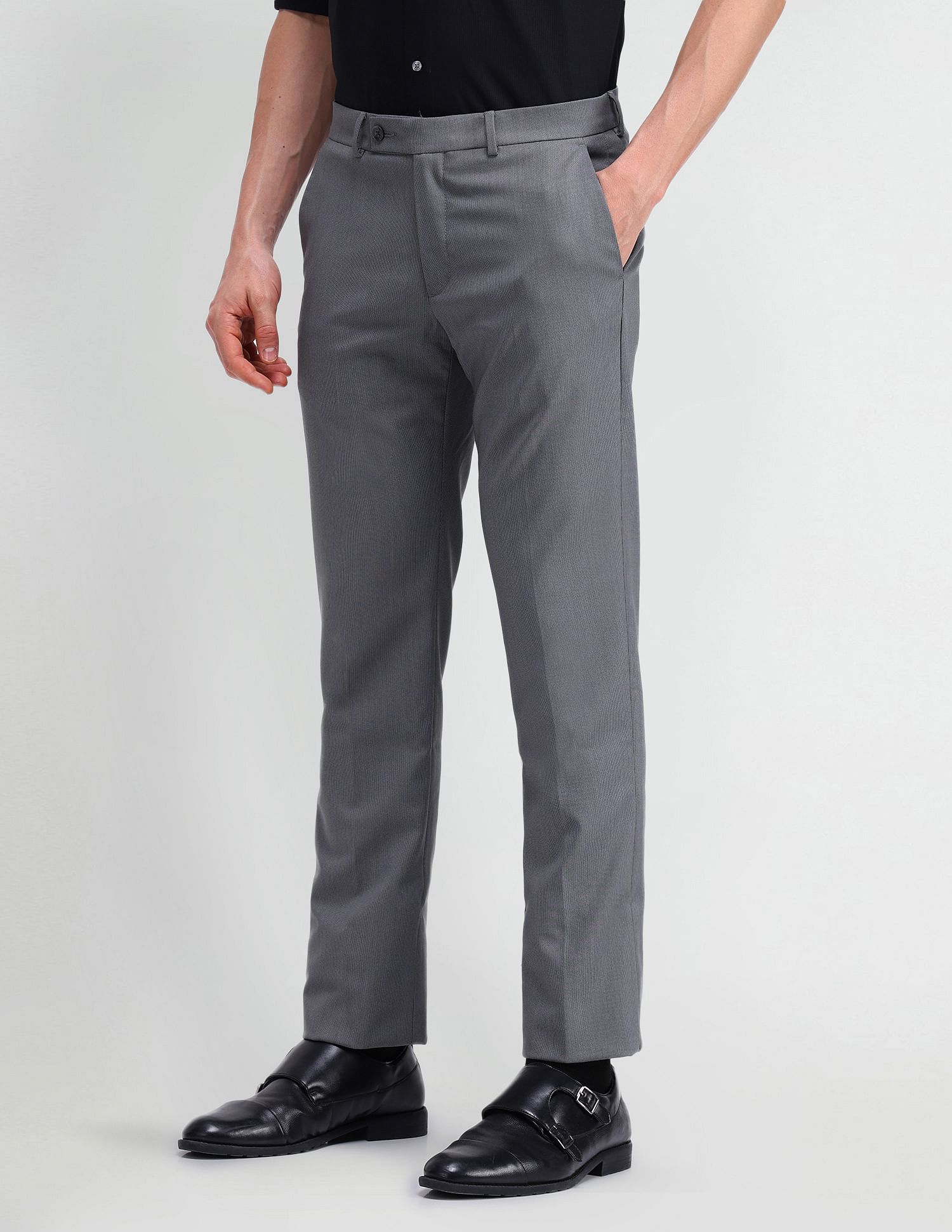 Arrow Denver Slim Fit Solid Trousers