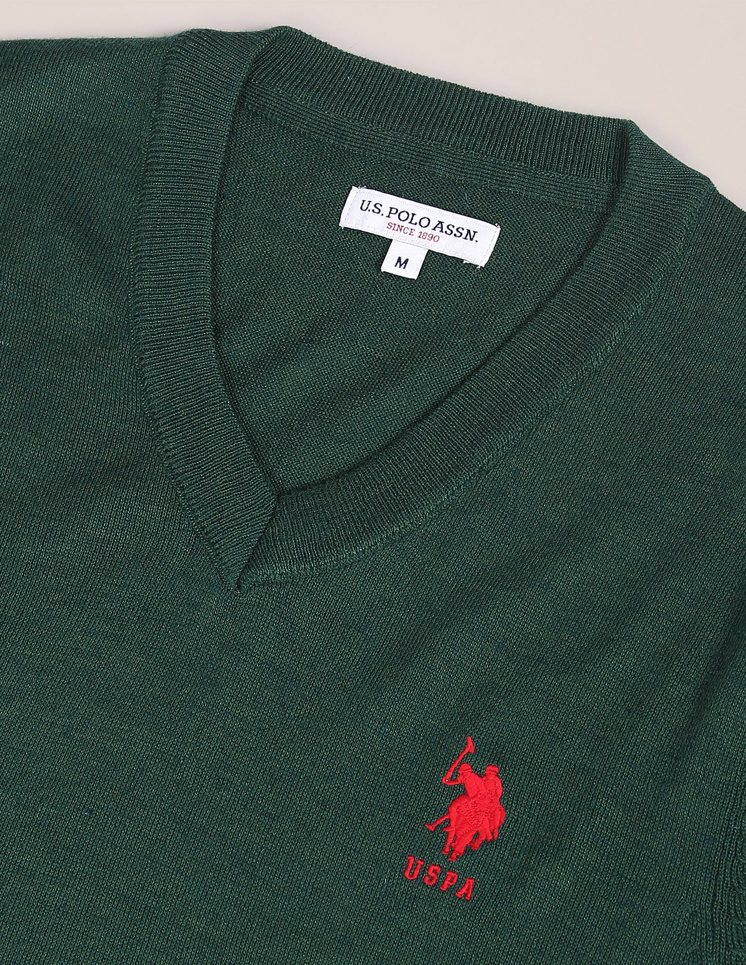 Buy U.S. Polo Assn. Ribbed V-Neck Solid Sweater - NNNOW.com