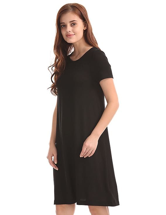 Buy GAP Women Black Short Sleeve A-Line T-Shirt Dress - NNNOW.com