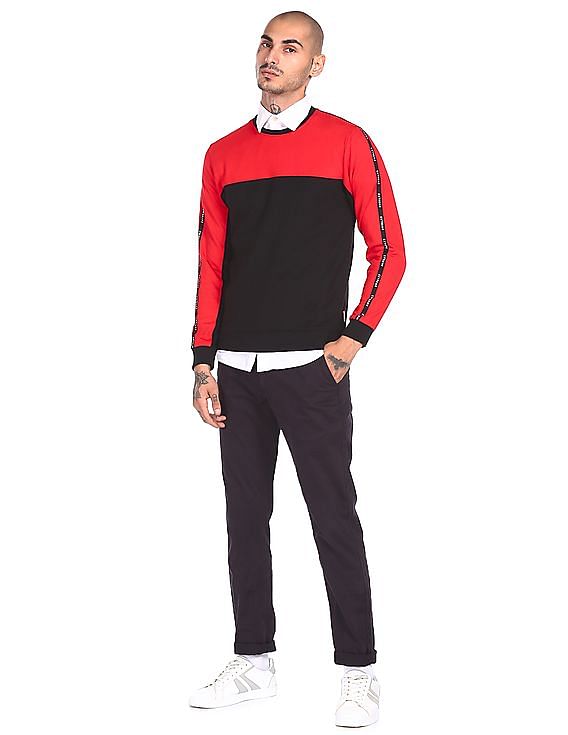 Flying Machine Crew Neck Colour Block Sweatshirt
