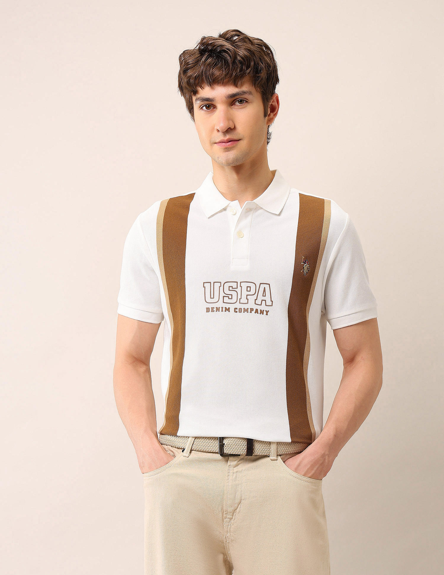 U.S. Polo Assn. Denim Co. Colourblocked Pure Cotton Polo Shirt
