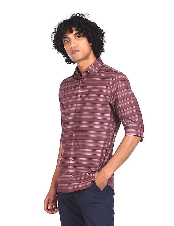 Mens burgundy striped dress shirt outlet