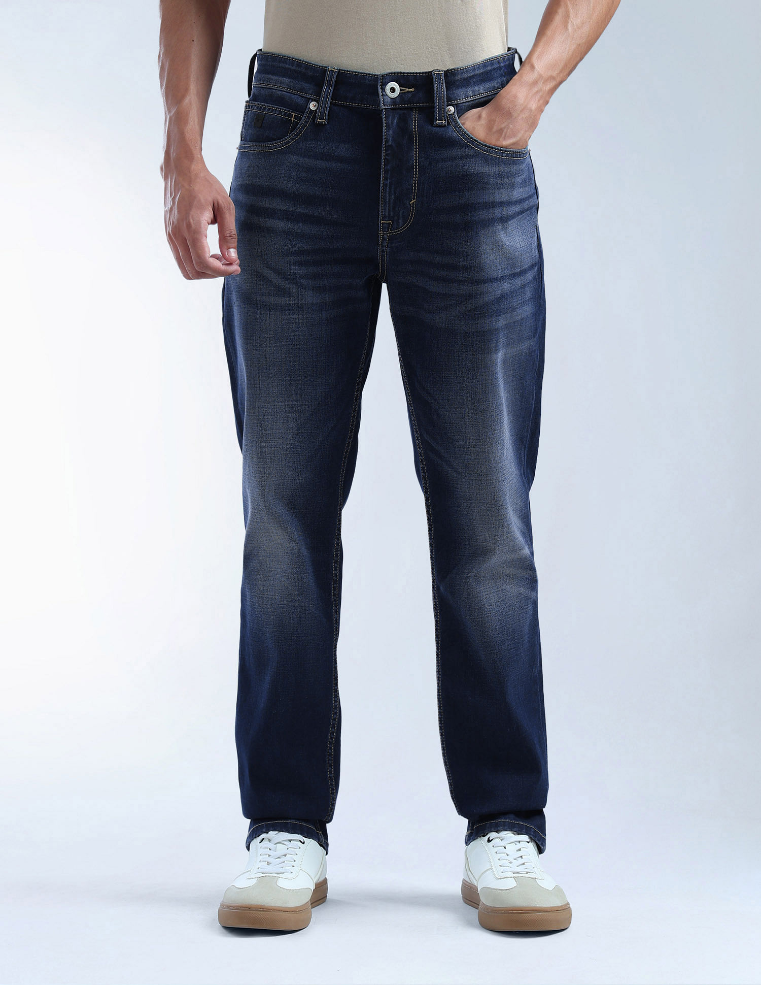 Flying Machine Freddie Slim Straight Fit Whiskered Jeans