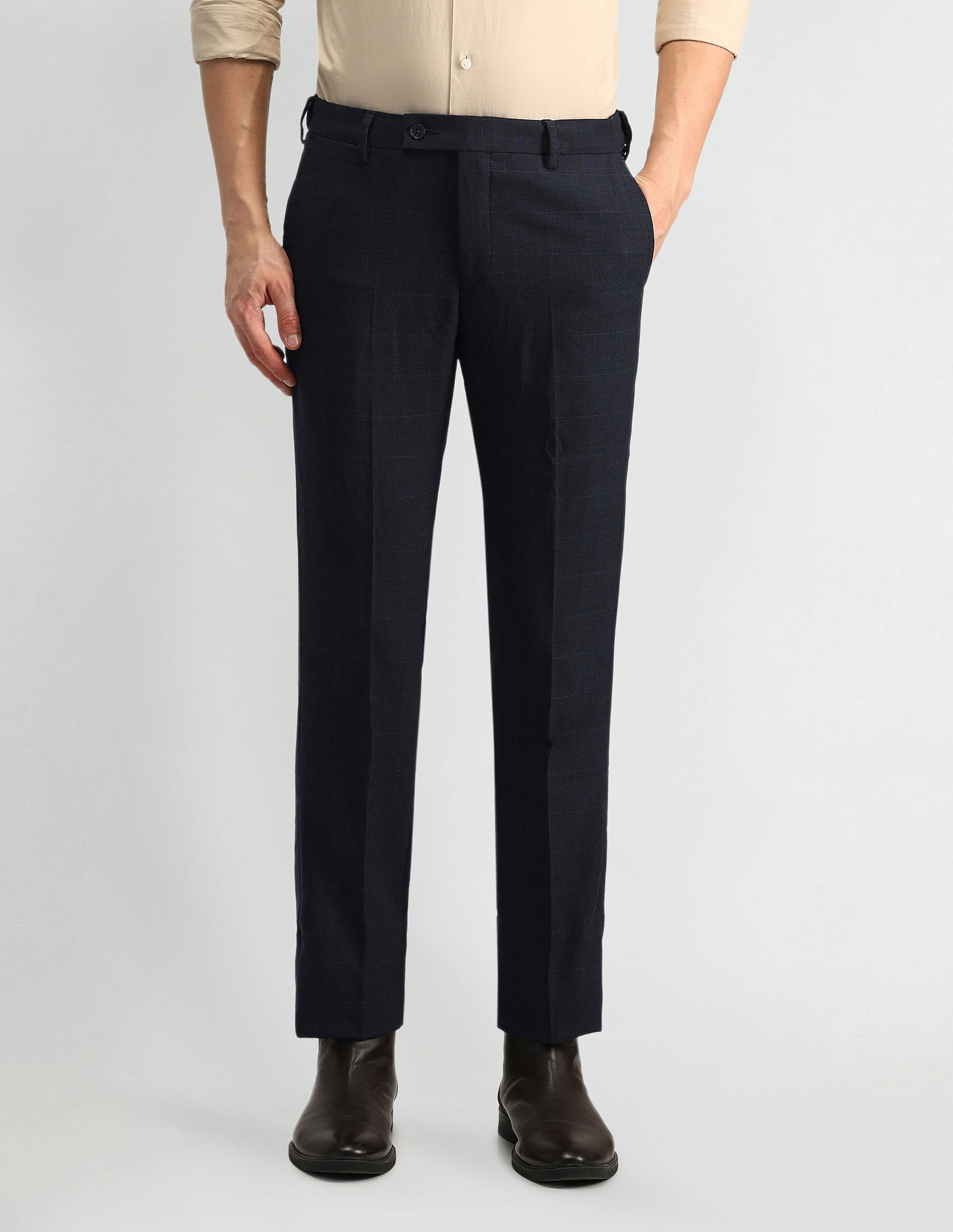 Arrow Slim Fit Solid Trousers