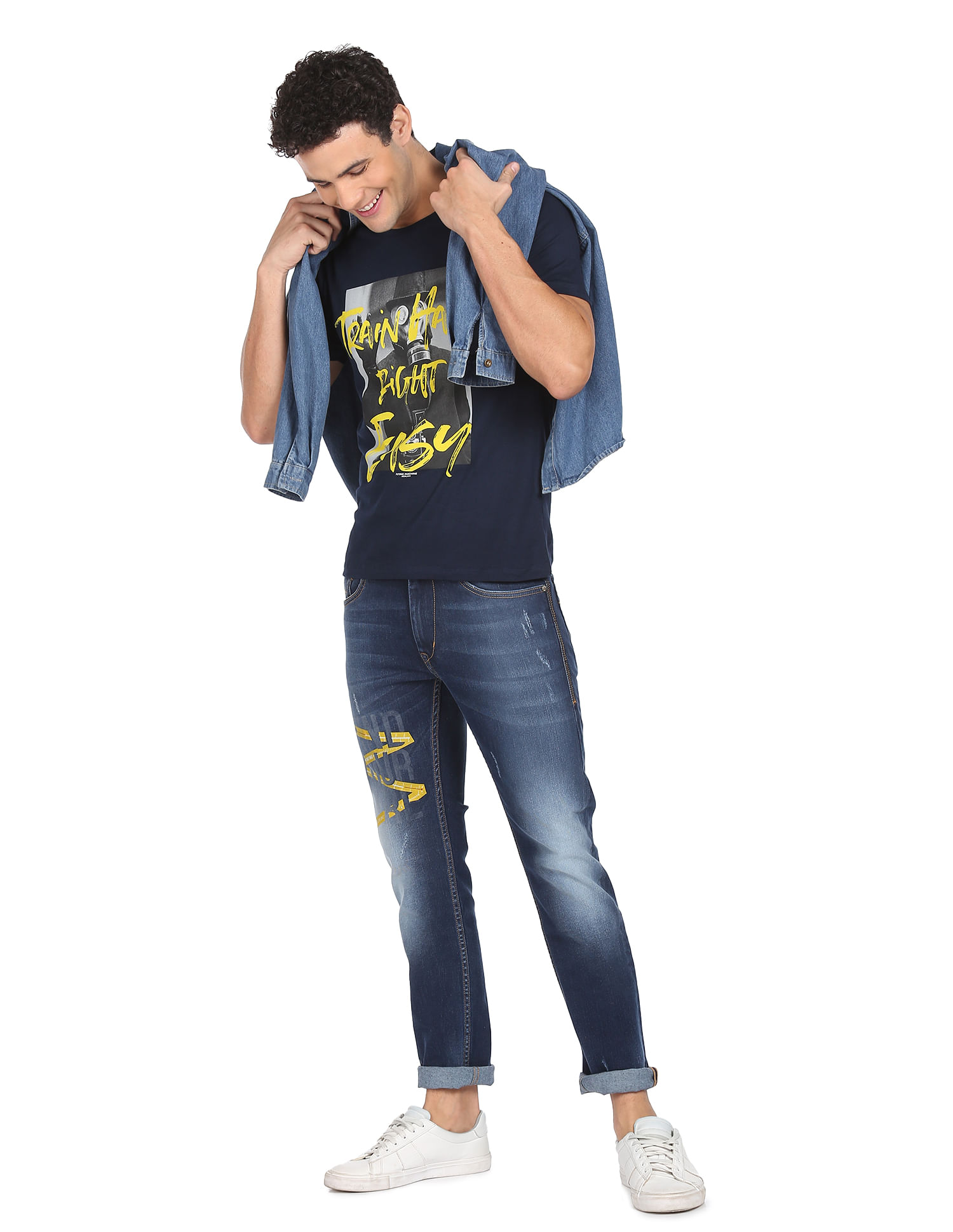 Flying Machine Pure Cotton Graphic Print T-Shirt