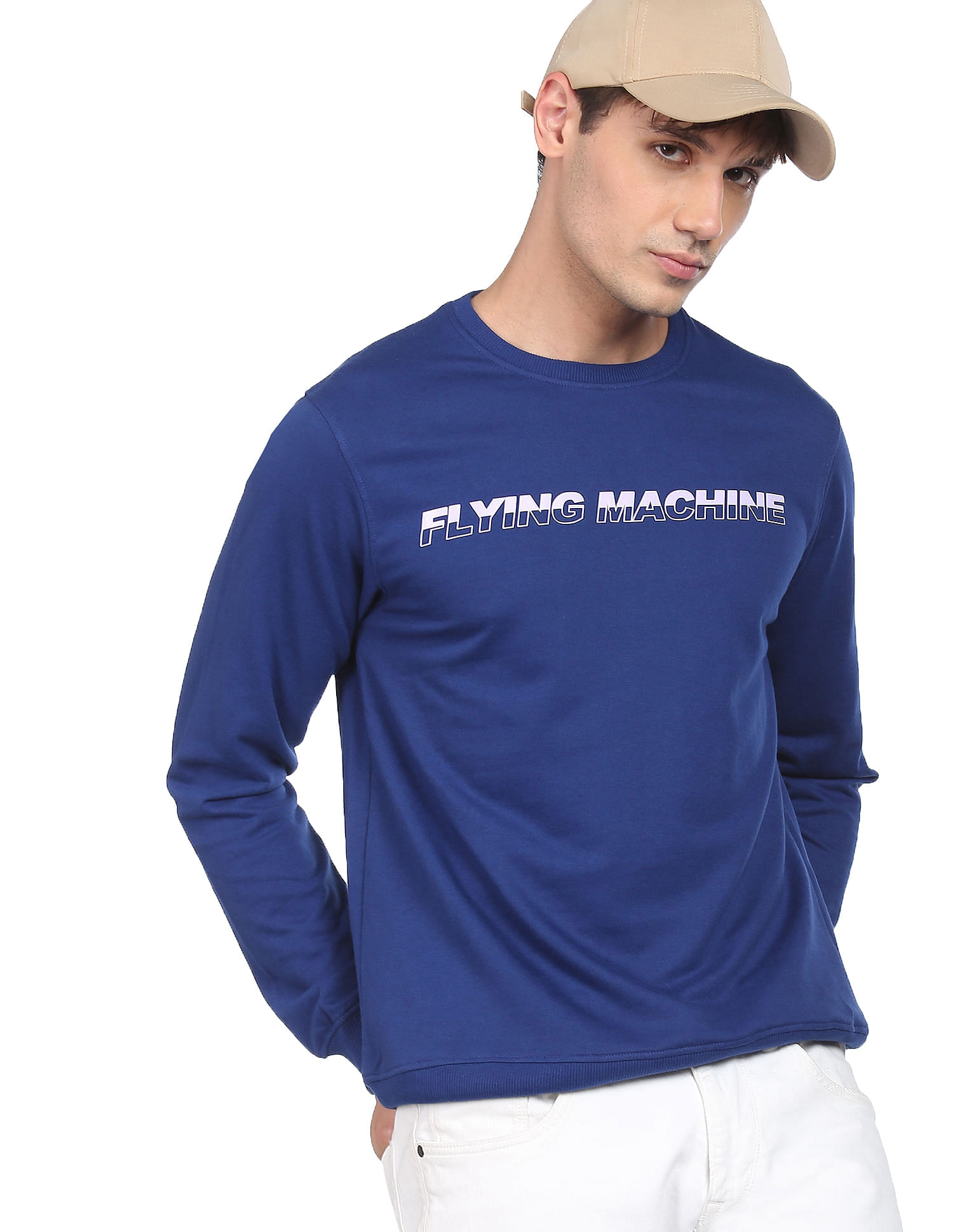 Flying Machine Crew Neck Typographic Print Sweatshirt