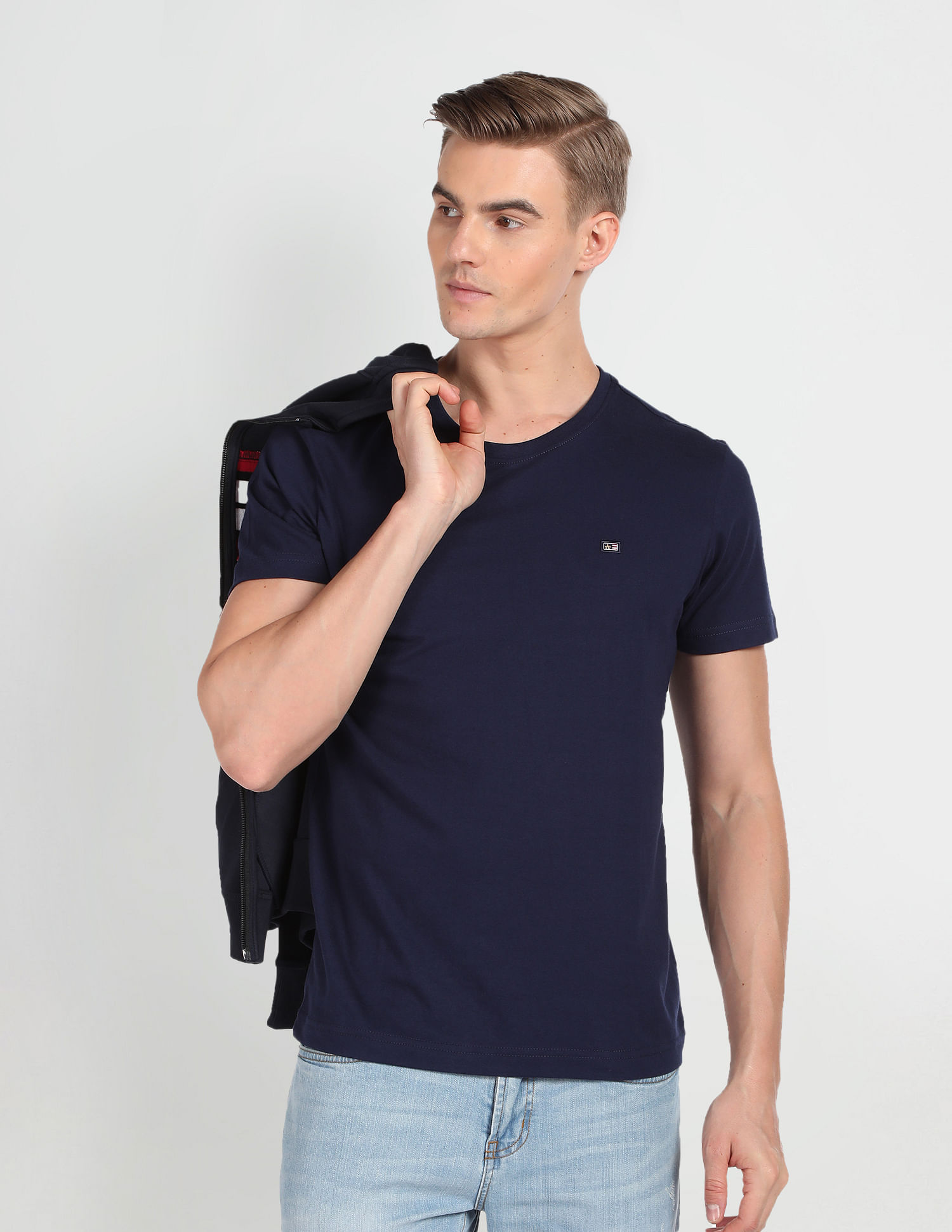 Arrow Sports Crew Neck Solid T-Shirt