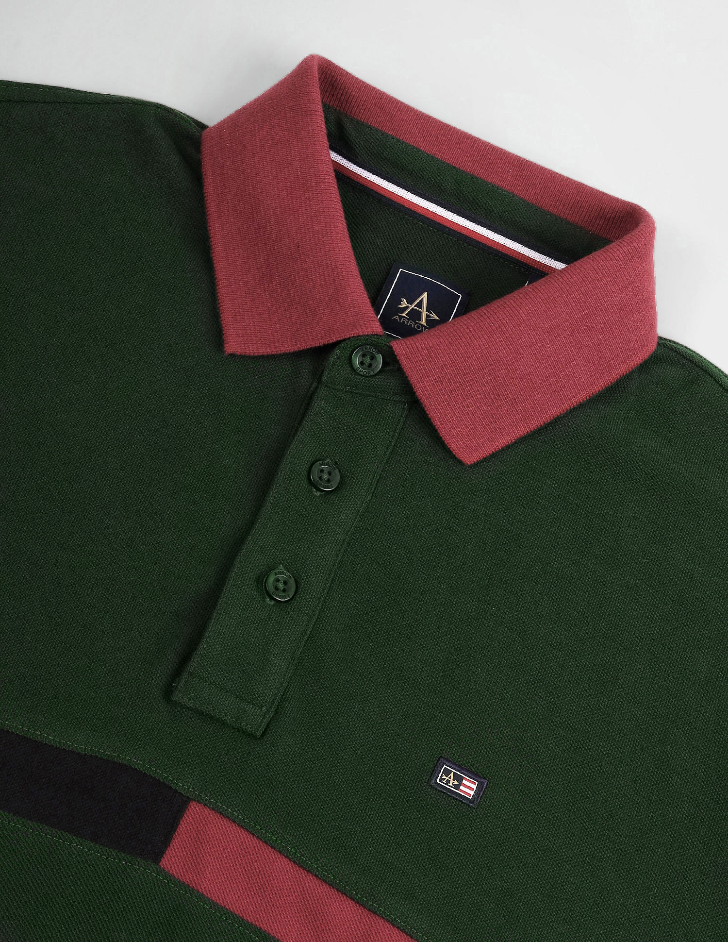 Arrow Sports Contrast Collar Striped Polo Shirt