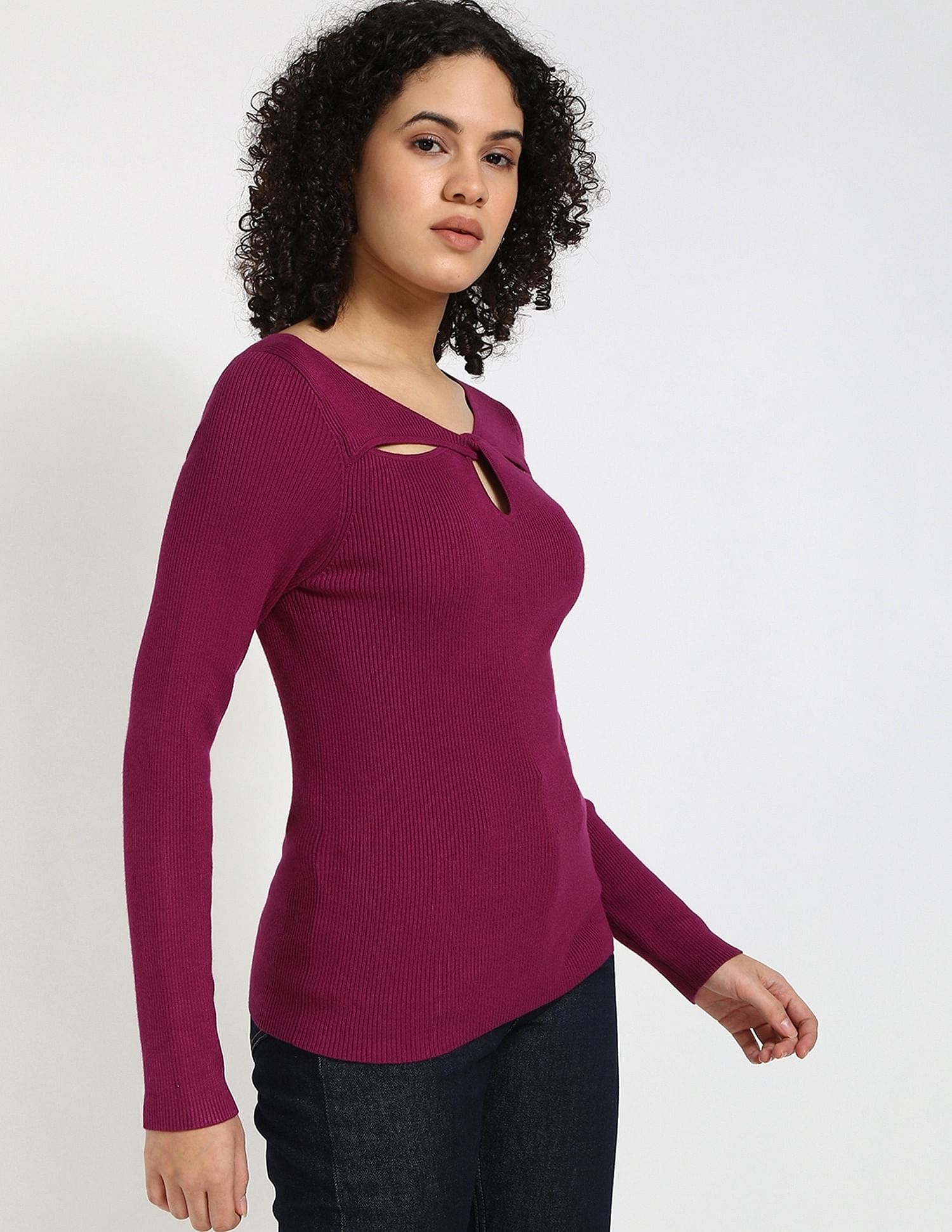 Calvin Klein Jeans Slim-Fit Rayon Keyhole Neck Top