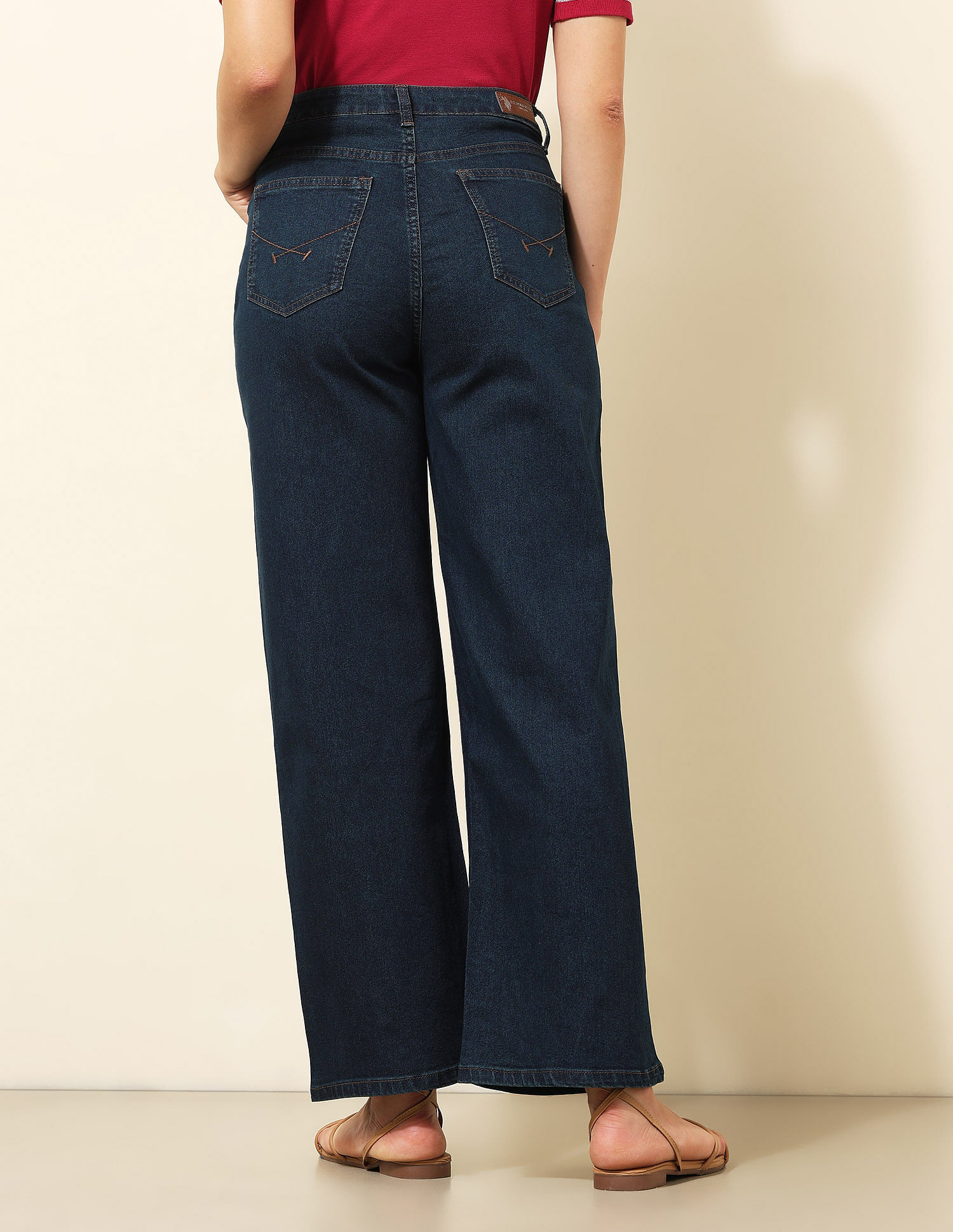 U.S. Polo Assn. Women High Rise Wide Leg Fit Jeans