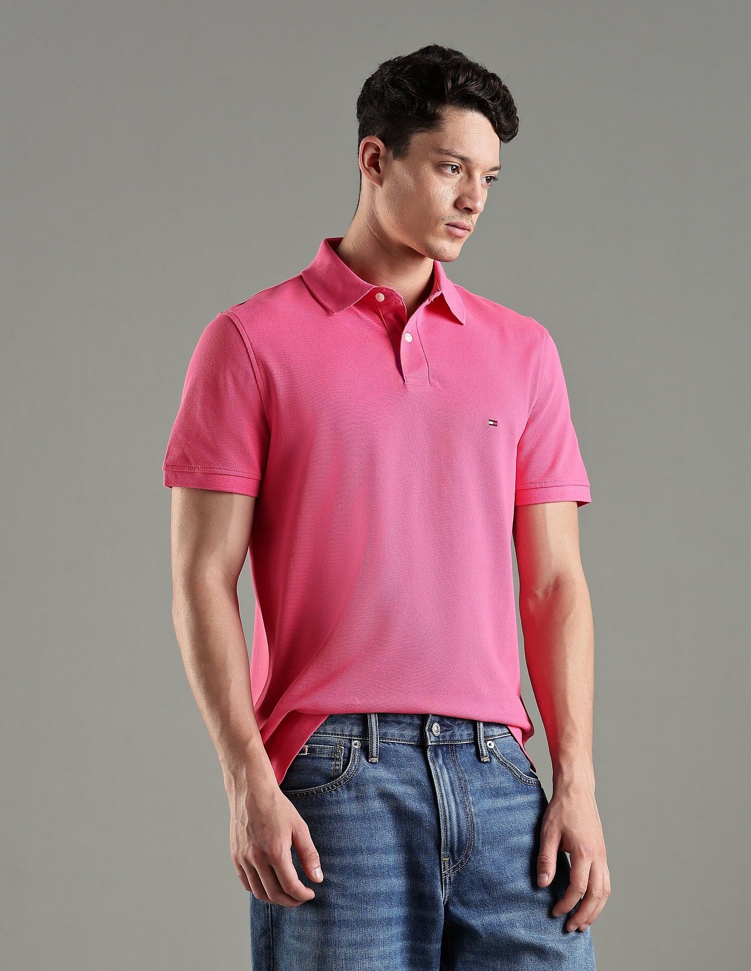 Tommy Hilfiger Solid Regular Fit Cotton Polo T-Shirt