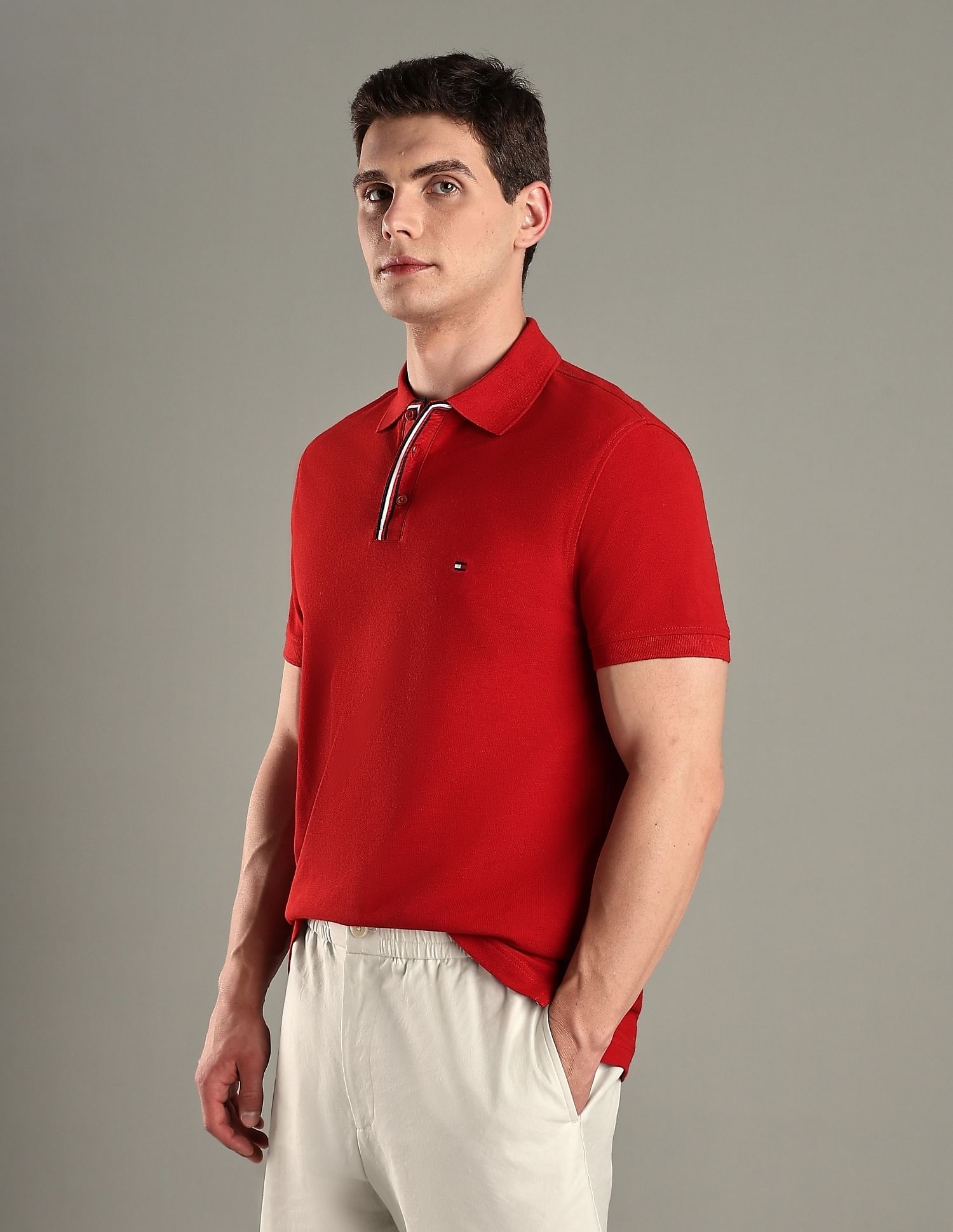 Tommy Hilfiger Solid Regular-Fit Cotton Polo T-Shirt