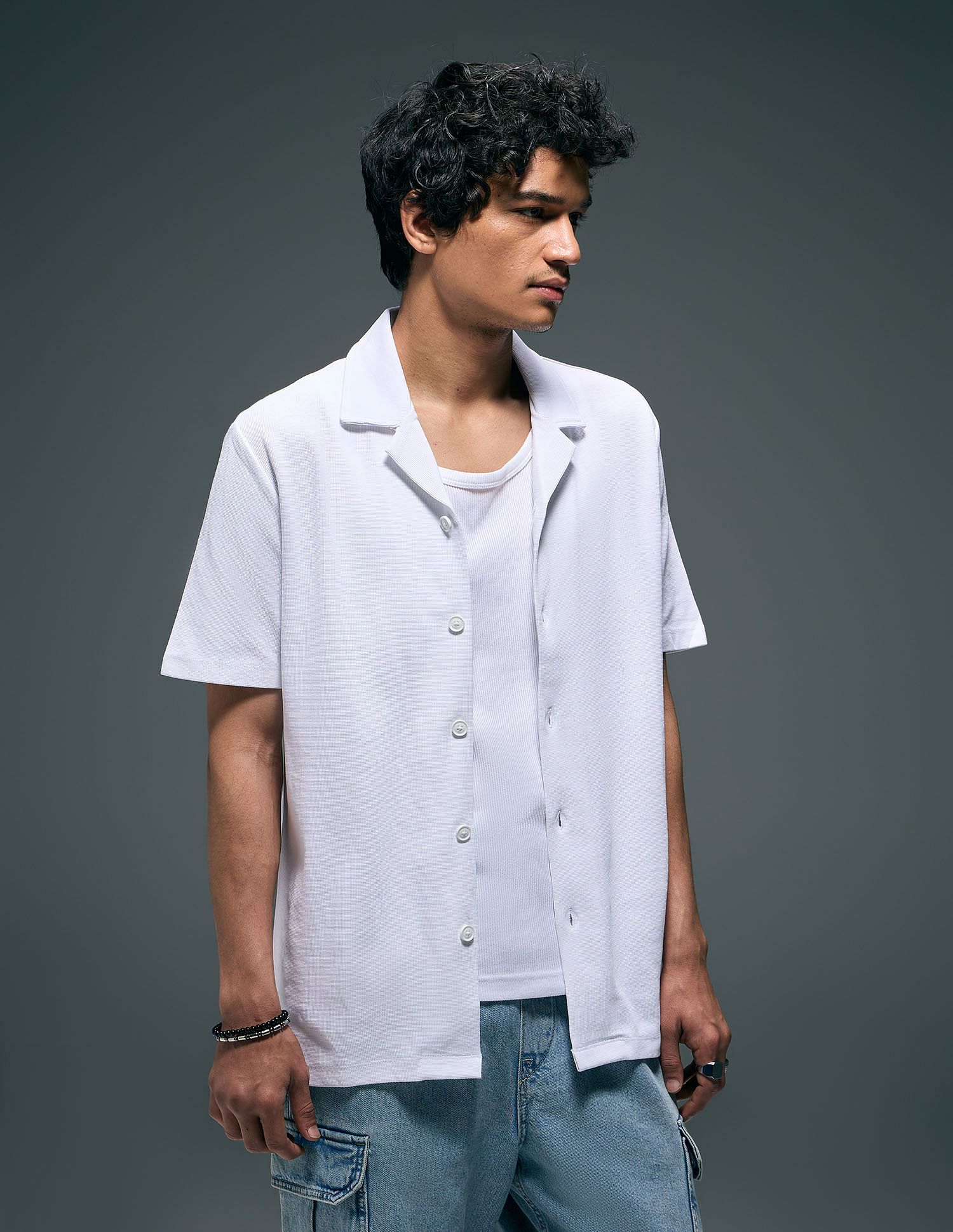 Flying Machine Cuban Collar Knitted Shirt