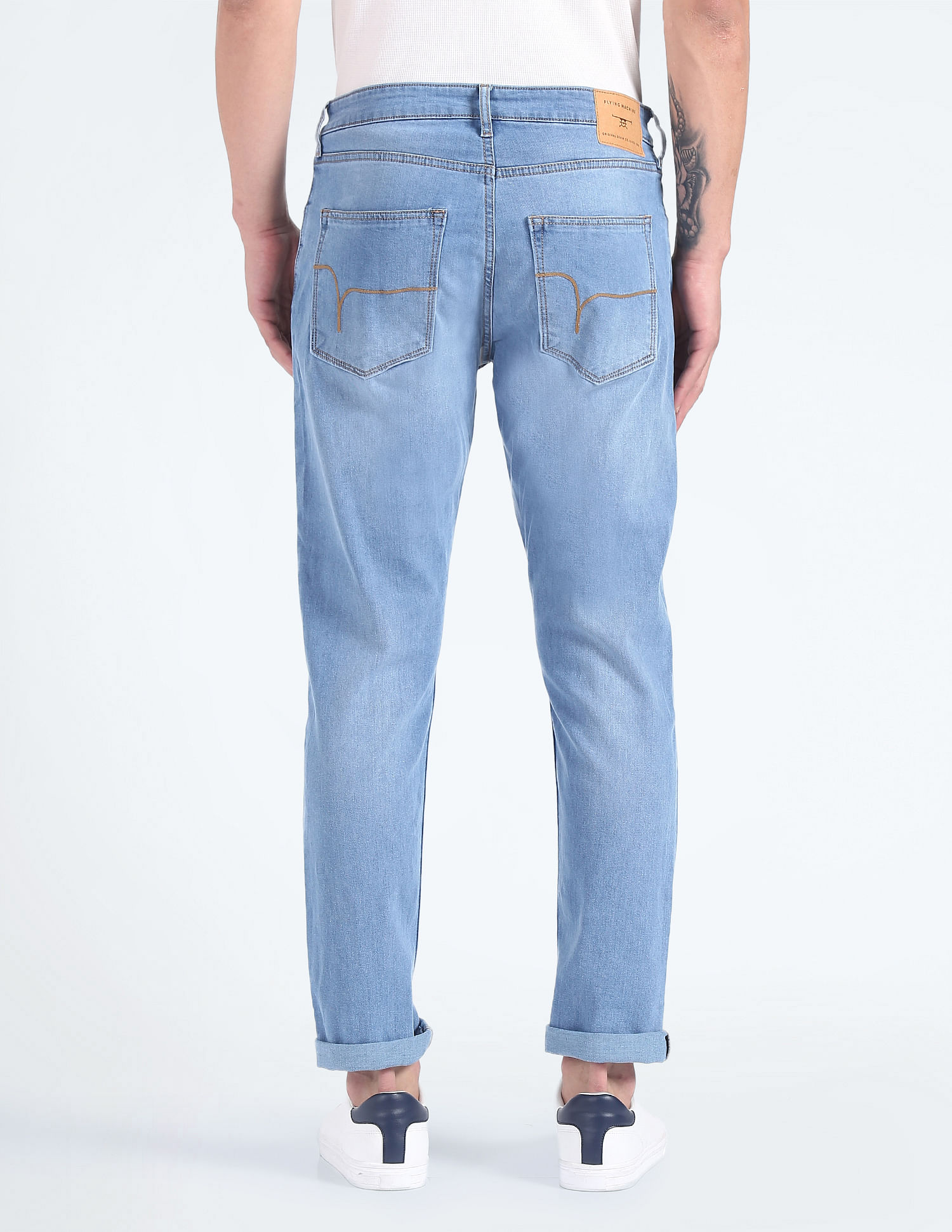 Flying Machine Stone Wash Slash Slim Tapered Jeans