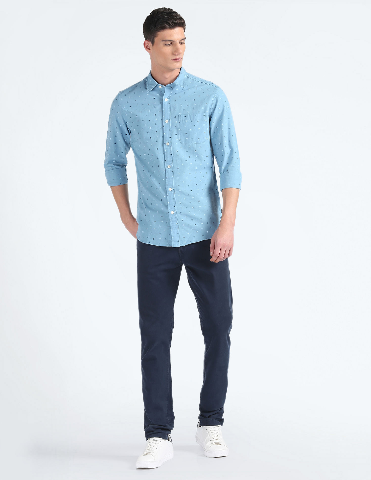 Flying Machine Dobby Cotton Shirt