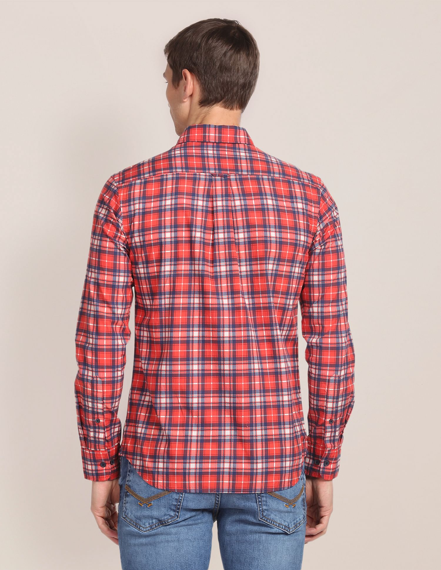 U.S. Polo Assn. Spread Collar Cotton Check Casual Shirt