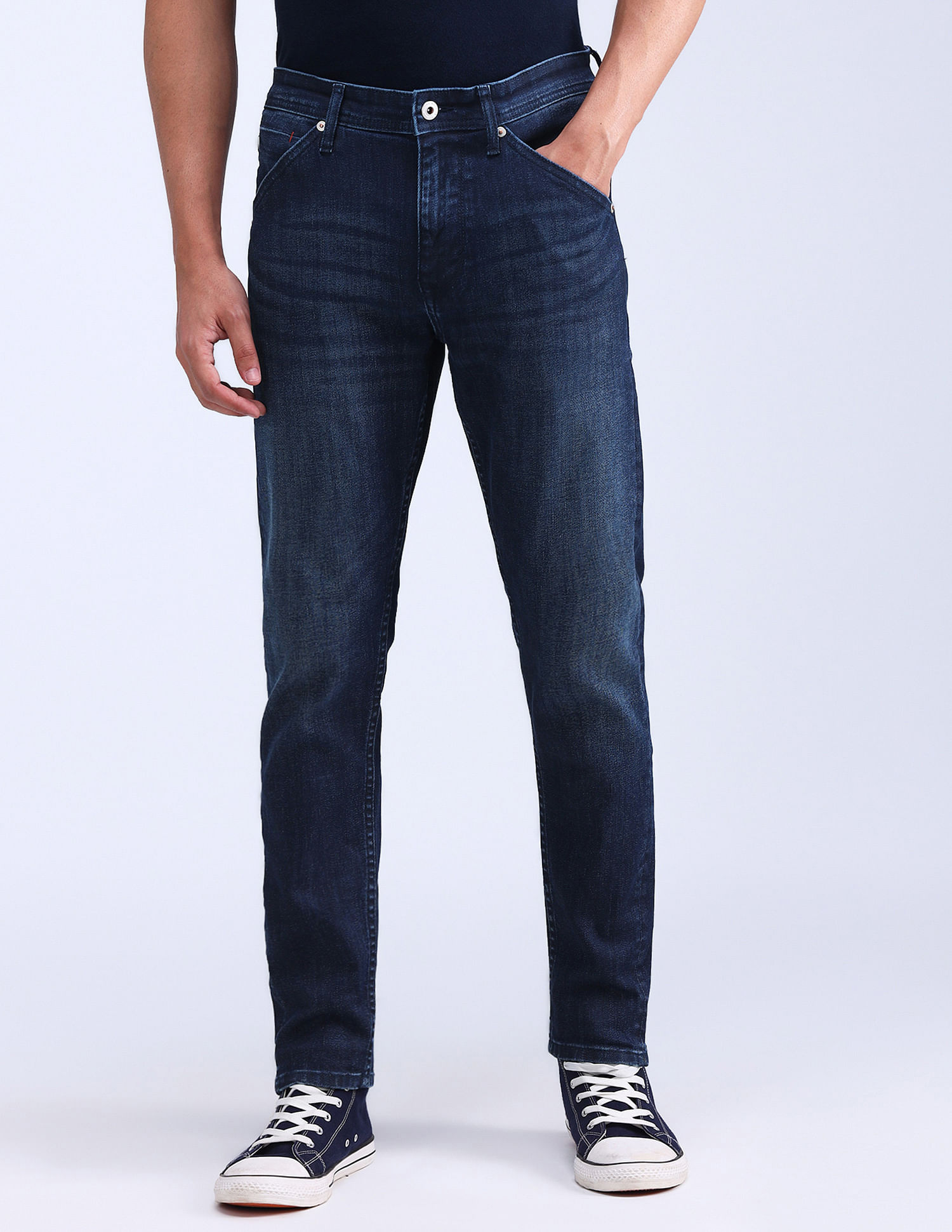 Flying Machine Slash Slim Tapered Washed Jeans