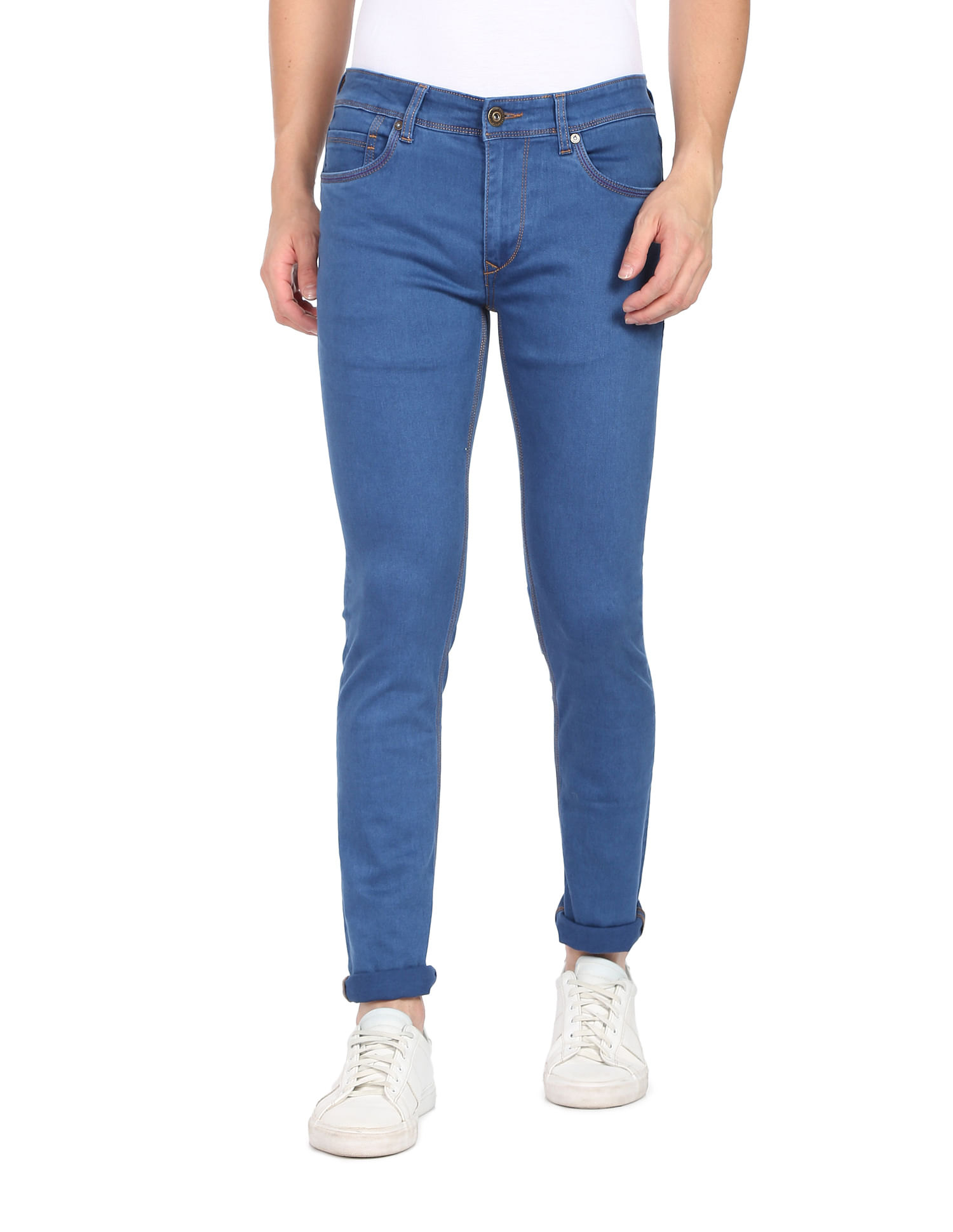 AD by Arvind Clean Look Washed Stretch Jeans