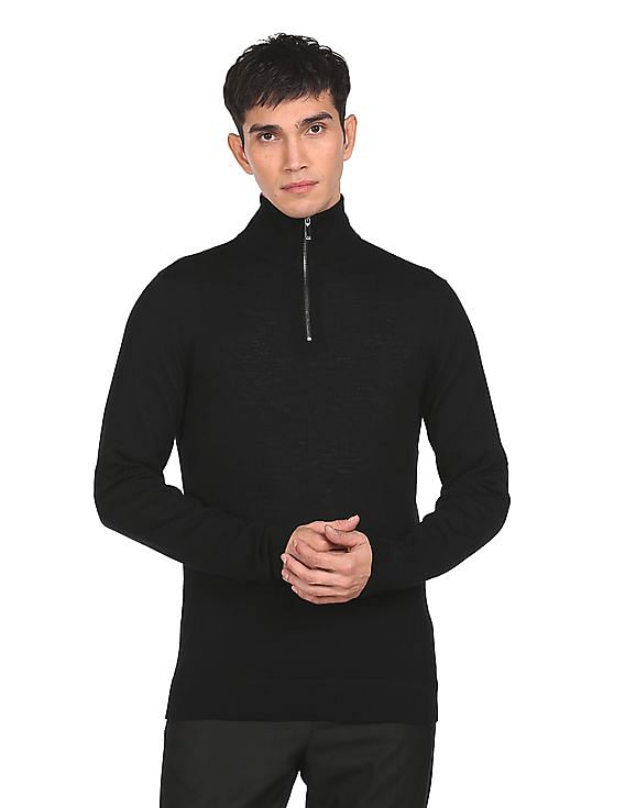 Calvin Klein Men Superior Wool Half Zipper Sweater