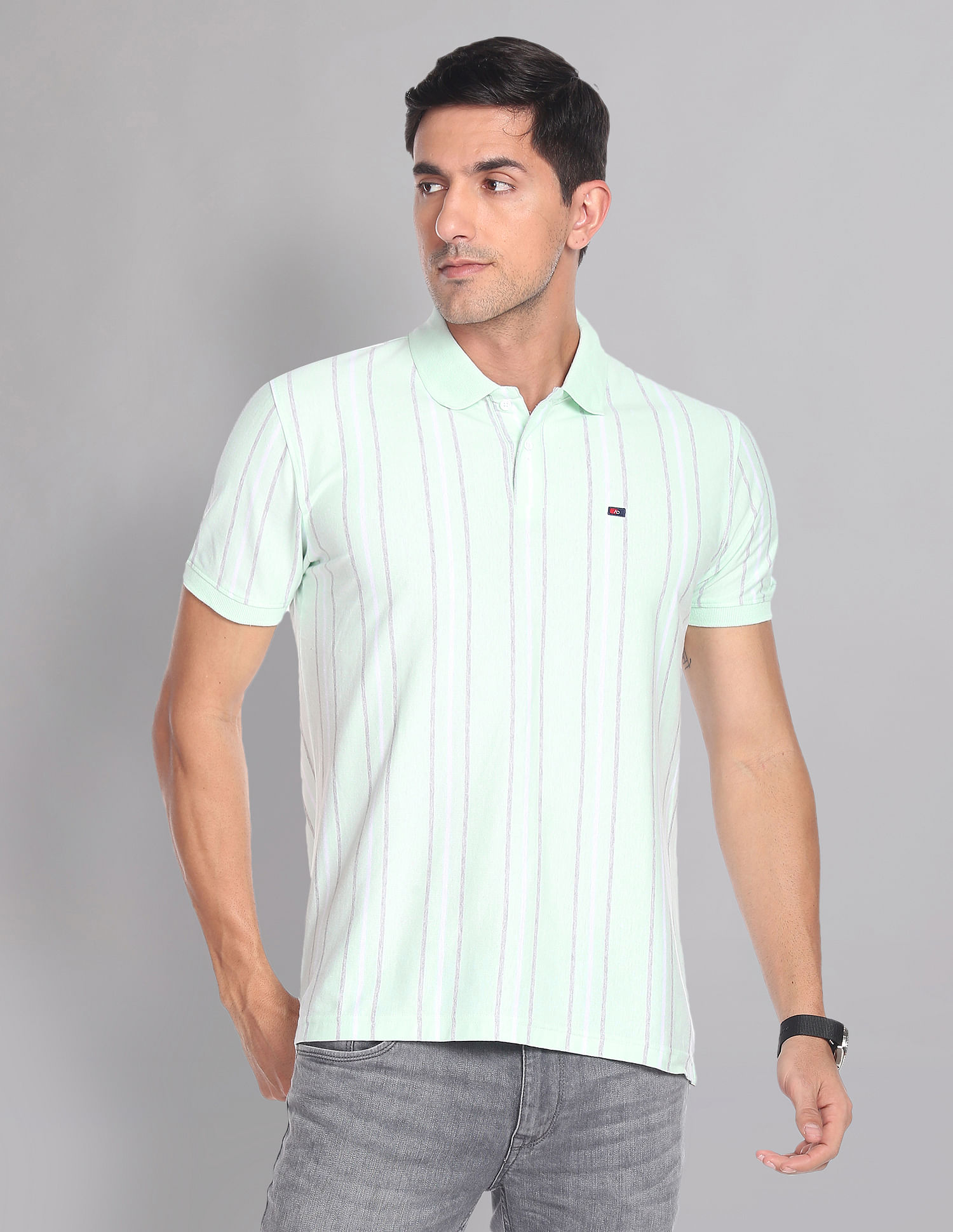 AD by Arvind Vertical Stripe COOL-IT Real Deal Polo Shirt