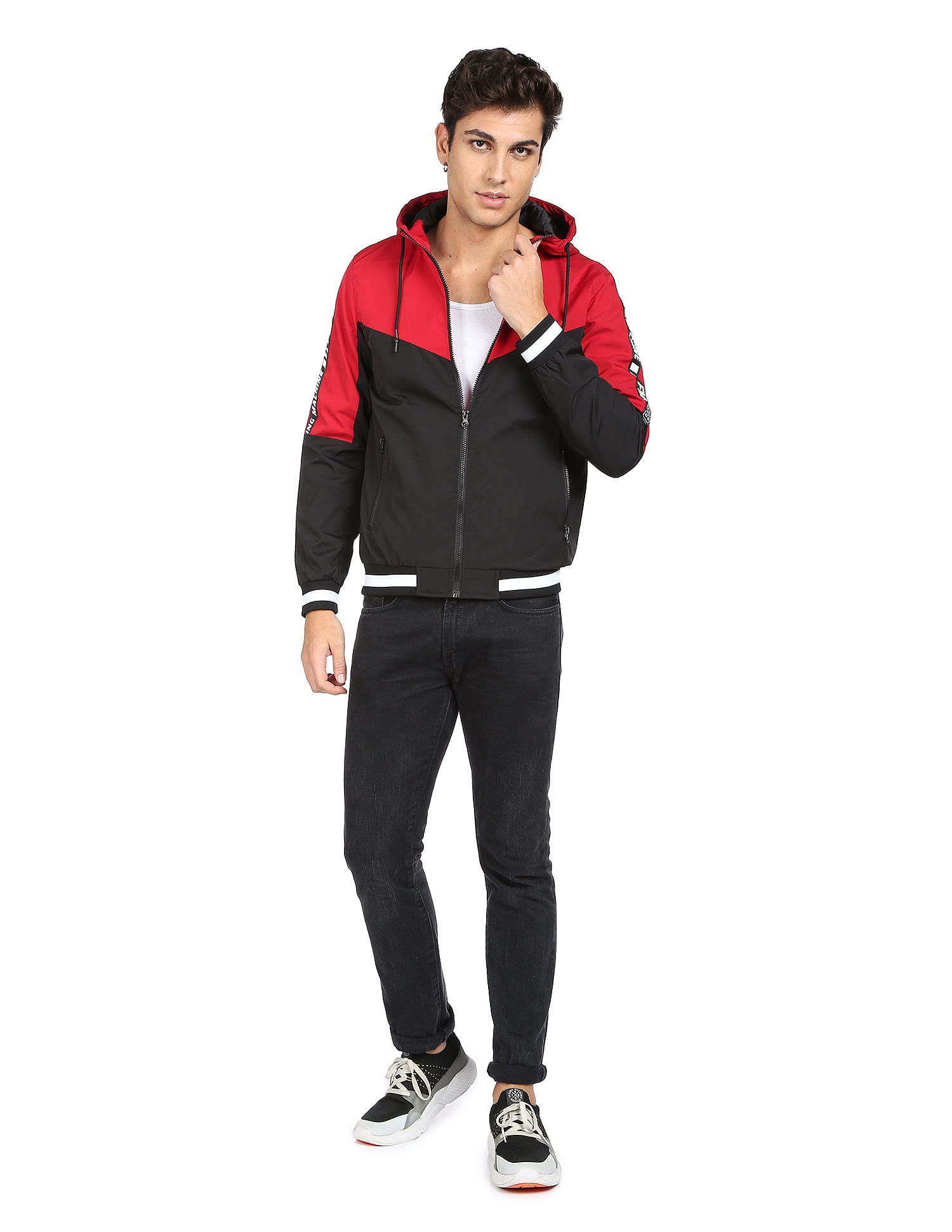 Flying Machine Colour Block Hooded Jacket