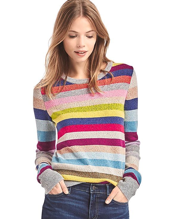 Buy GAP Women Women Multi Colour Striped Metallic Sweater