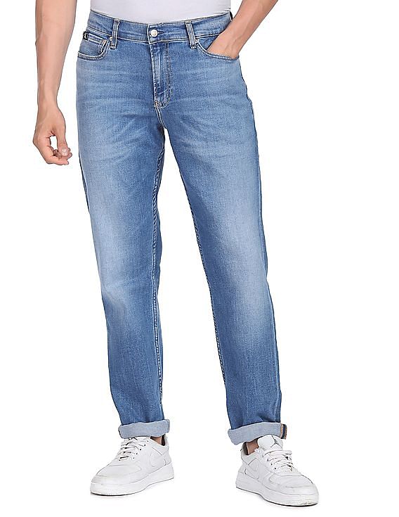 Buy Calvin Klein Men Blue Low Rise Straight Fit Jeans 