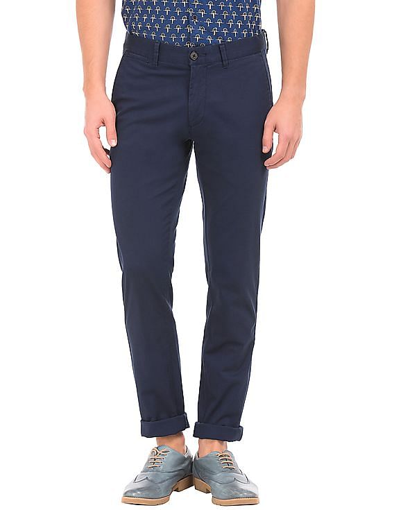 Buy U.S. Polo Assn. Solid Cotton Lycra Trousers - NNNOW.com